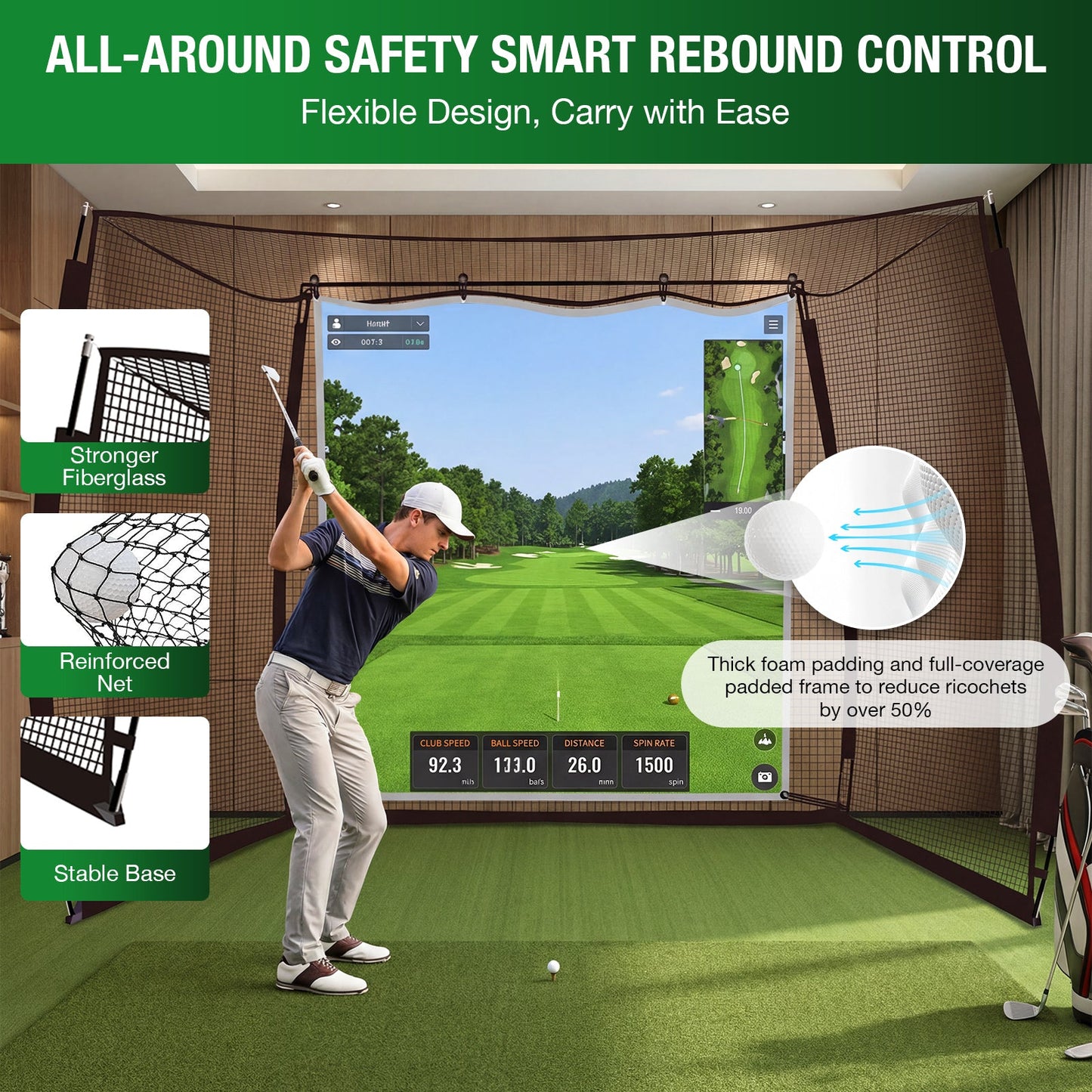 Advwin 10 x 8ft Golf Hitting Net with Target Cloth