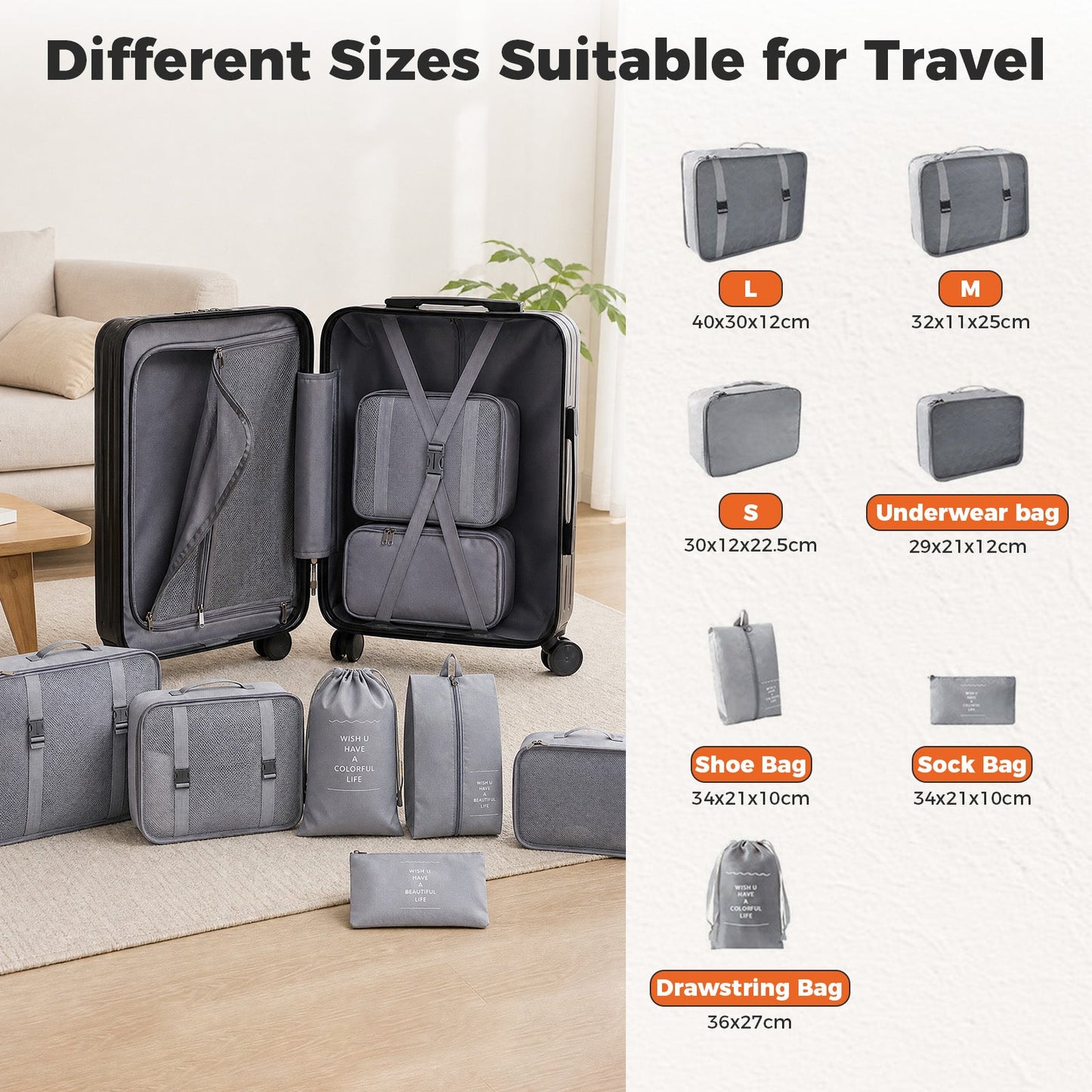 Advwin 20" Carry On Luggage with 7-Piece Travel Bag Set