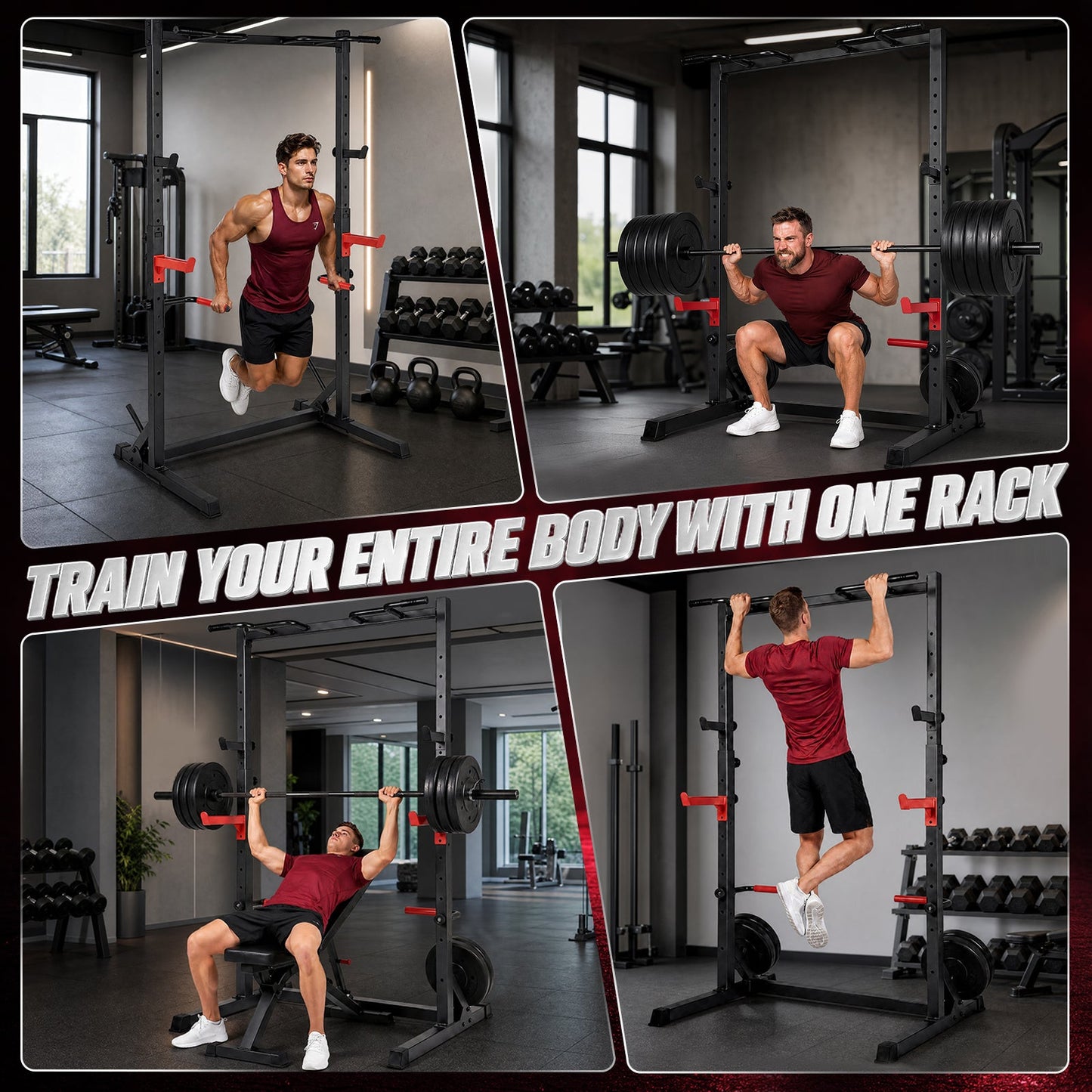 Advwin Adjustable Squat Rack with Pull Up Bar