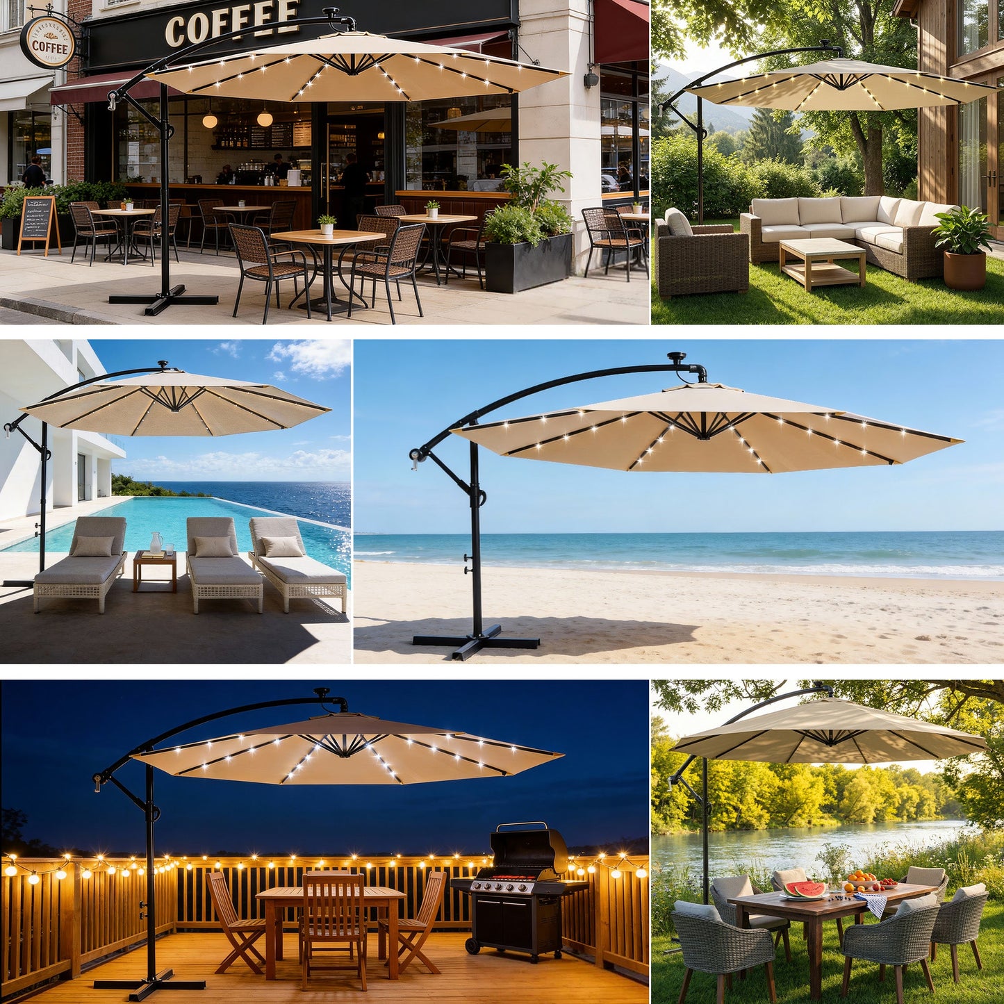 Advwin 3m Offset Hanging Cantilever Umbrella - No Base