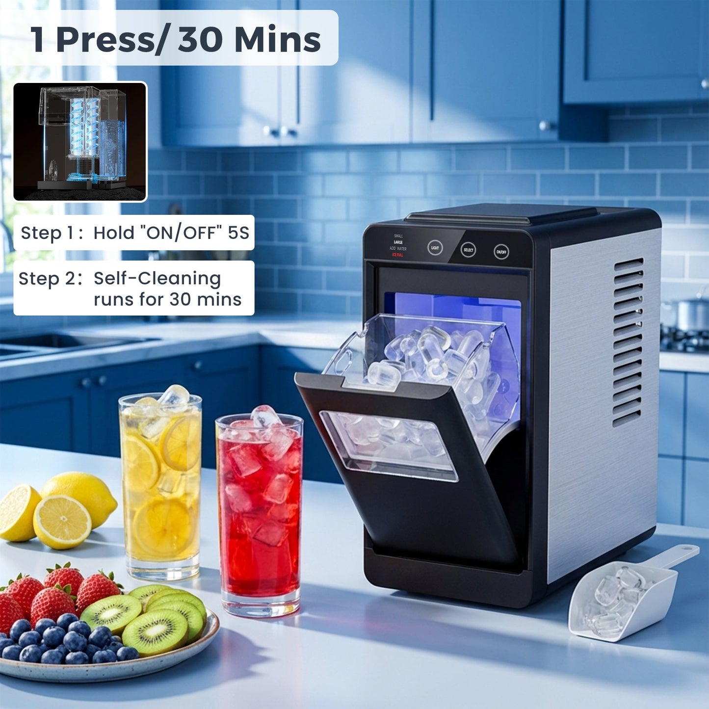Advwin Countertop Ice Maker Machine 26Lbs/24H Ice Machine