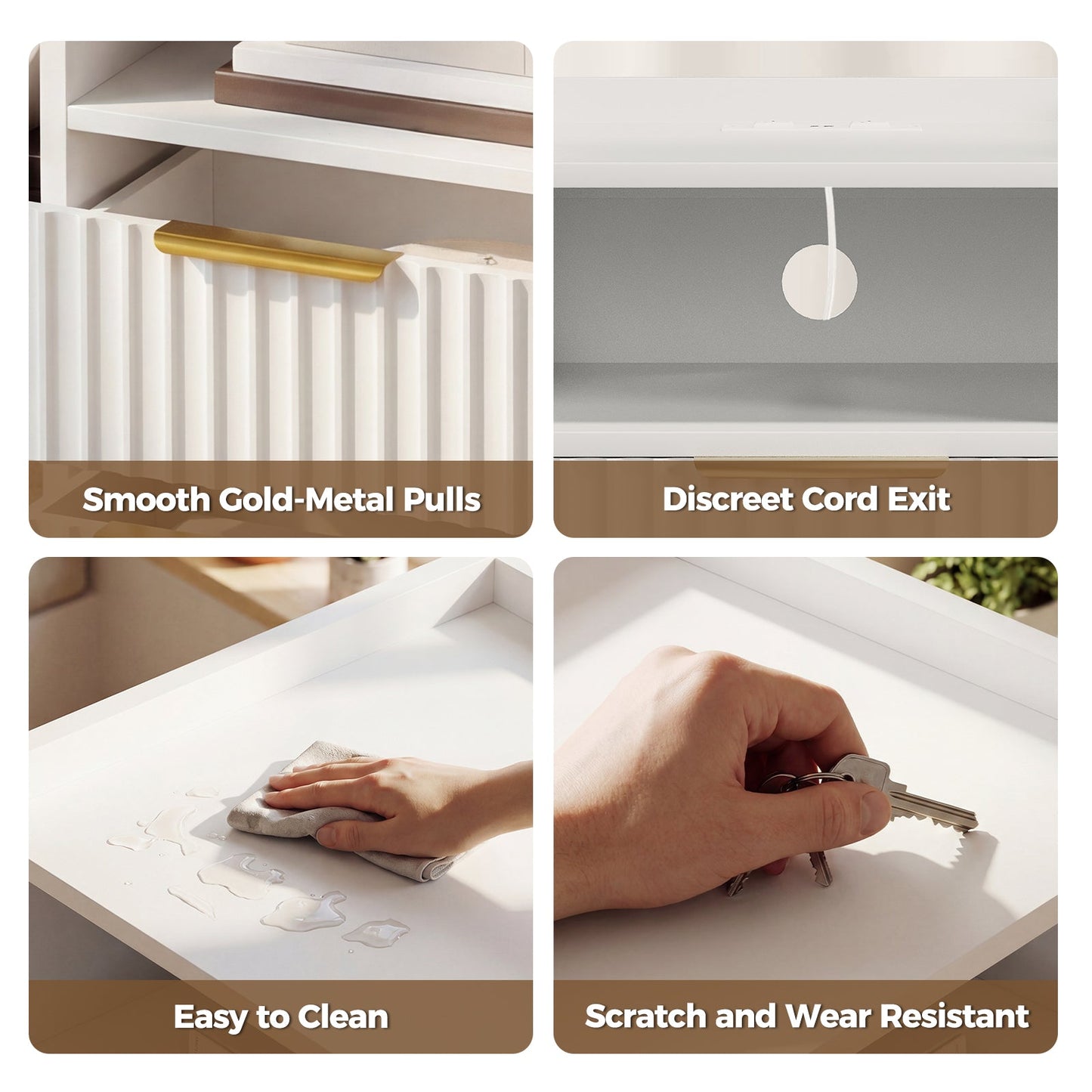 Advwin Bedside Table with Charging Station Nightstand
