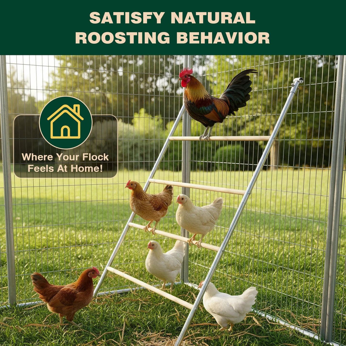 Advwin 6x3x1.95m Metal Chicken Coop w/ 4-Tier Perch