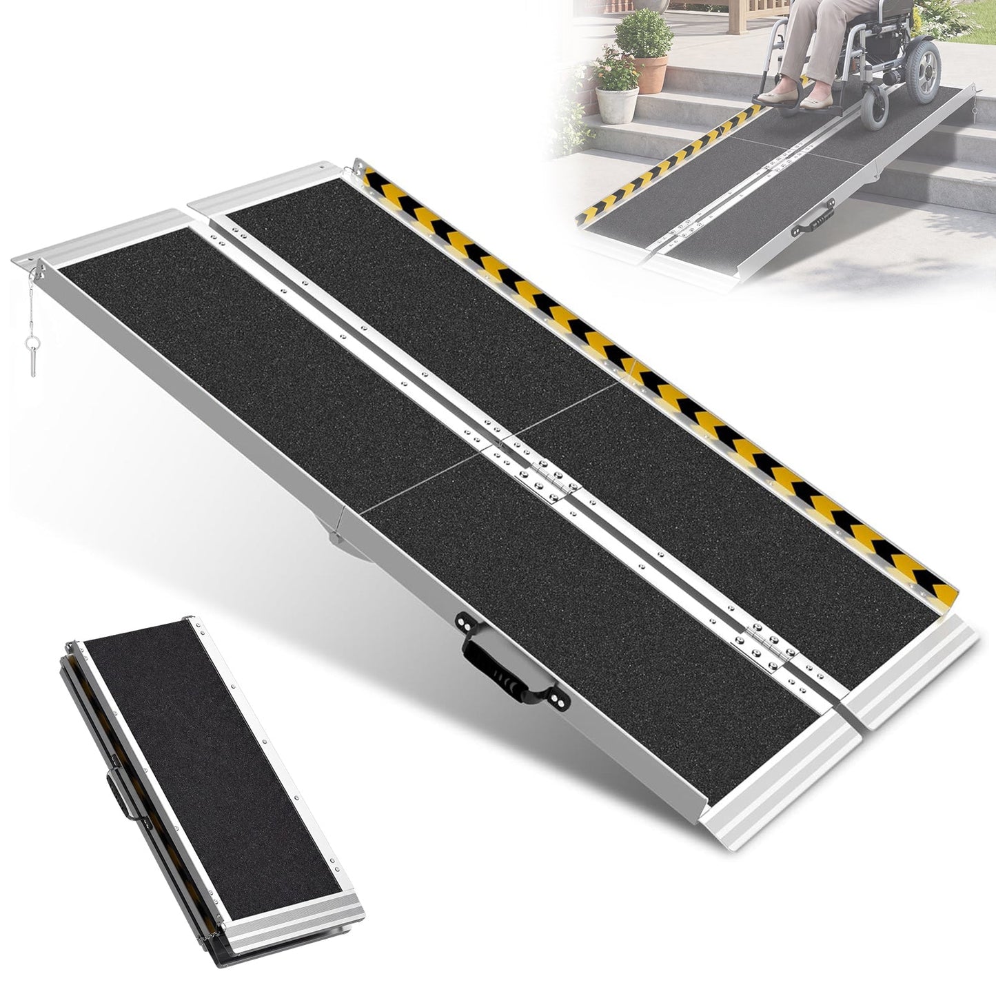 Advwin Wheelchair Ramp 5FT Portable Folding Aluminium Ramp