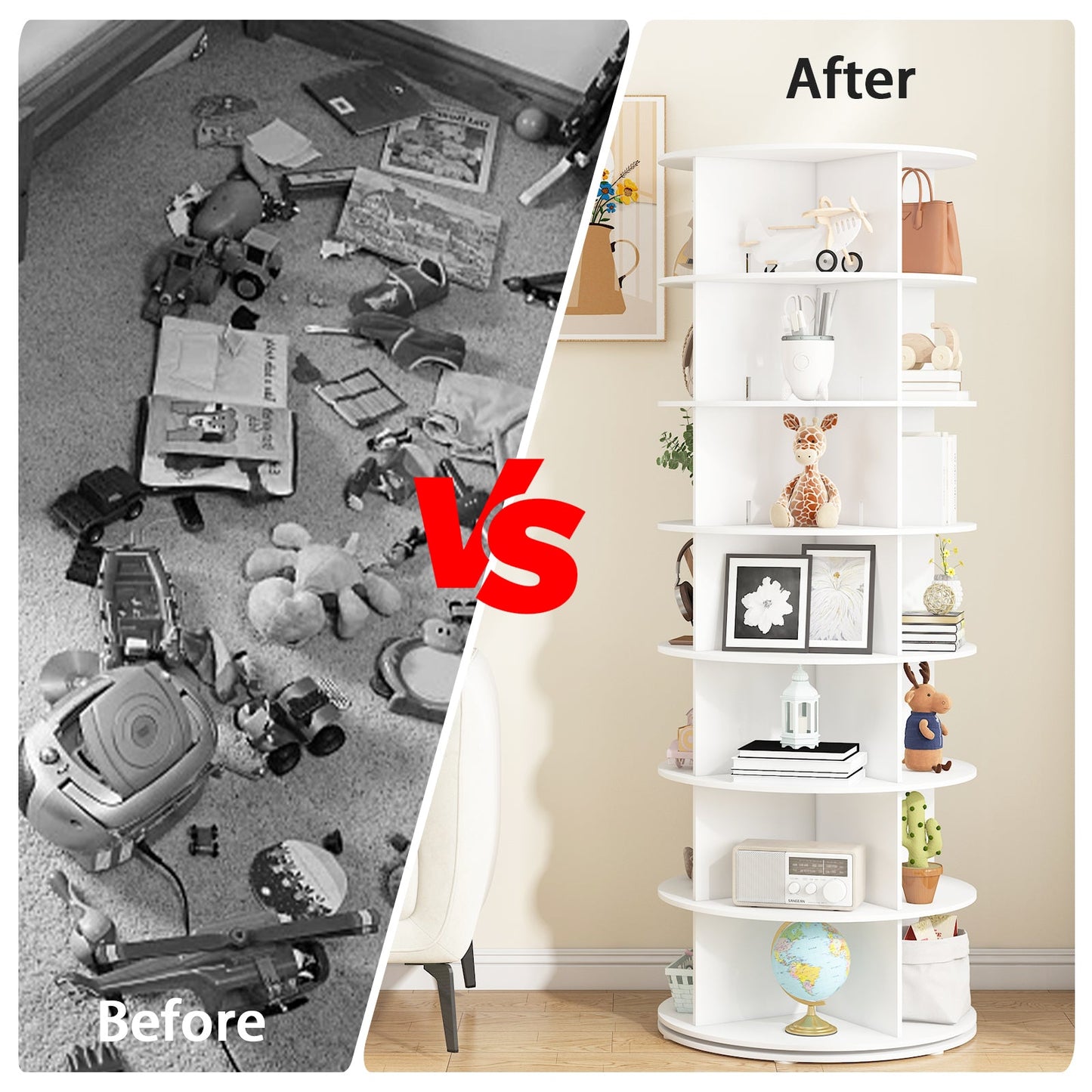 Advwin 7 Tier 360° Rotating Shoe Rack Tower White