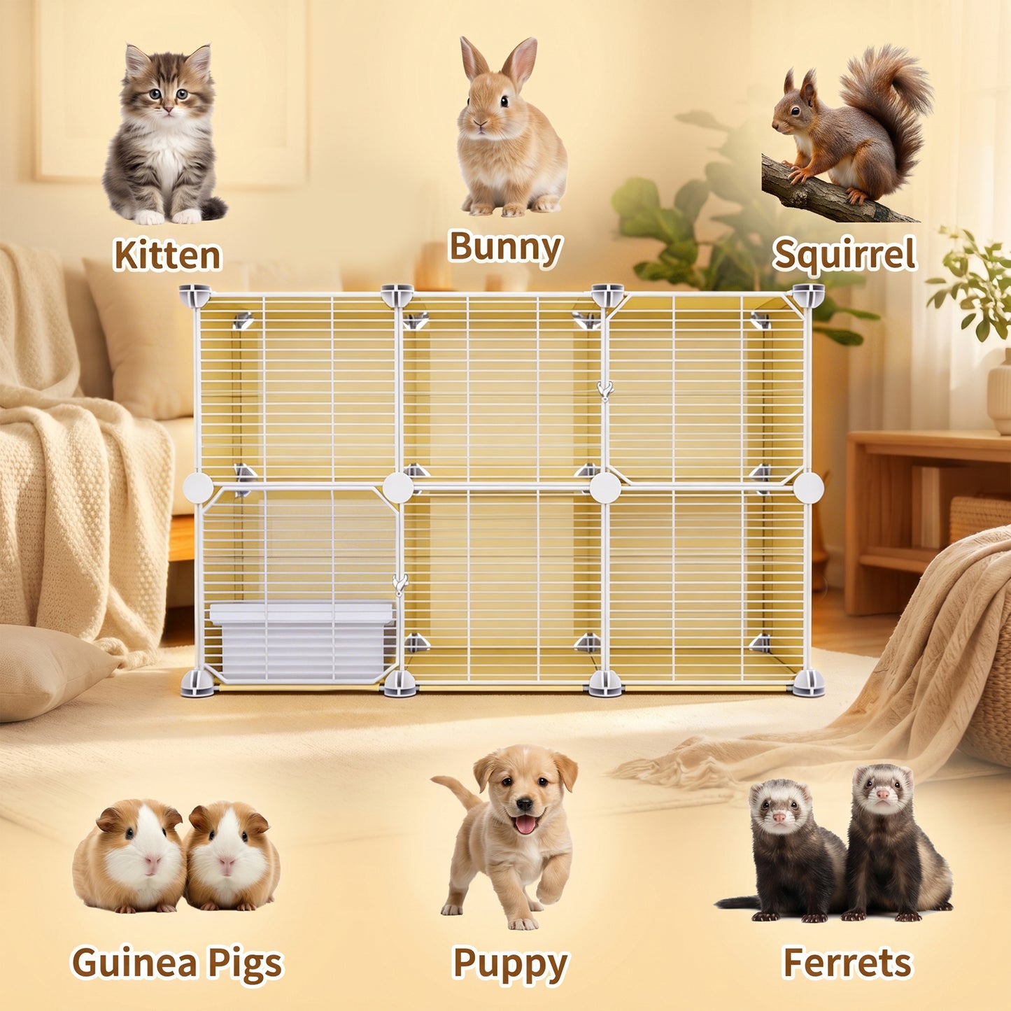 Advwin 2 Doors Indoor Cat Cage with Litter Box