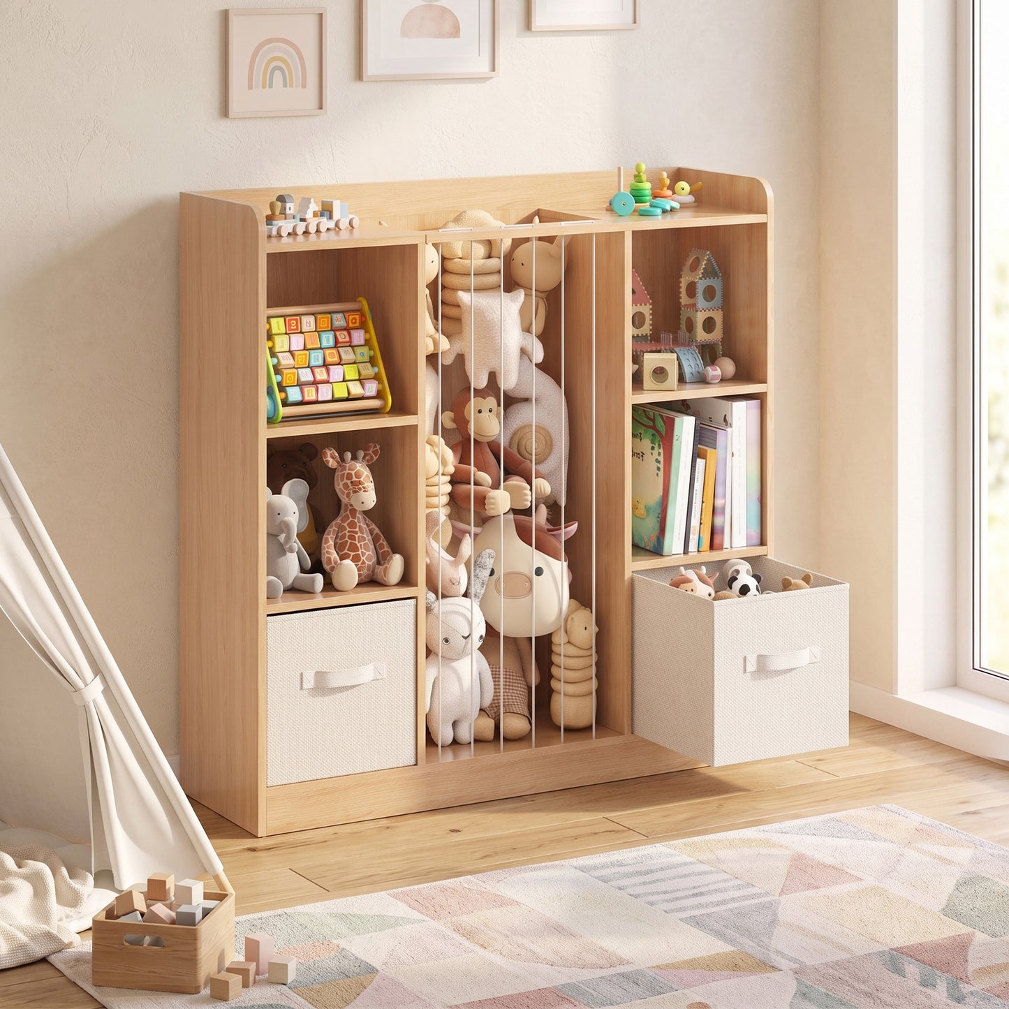 Advwin Dual-Sided Kids Bookshelf & Toy Storage Organiser