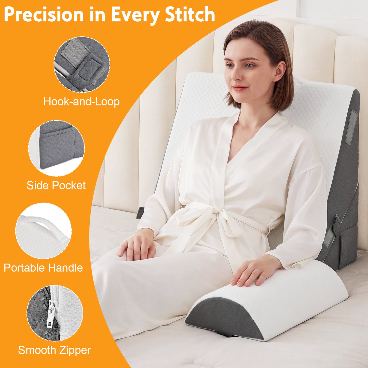 Advwin Bed Wedge Pillow Set Adjustable Foam Reading Pillow