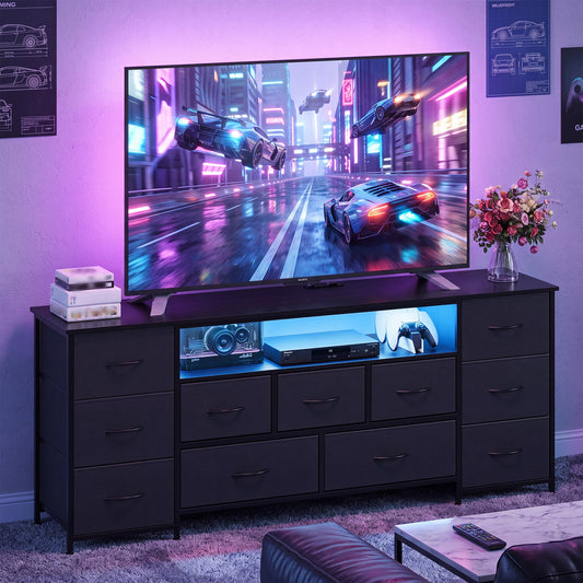 Advwin 160cm TV Stand with 11 Drawers & LED Lights