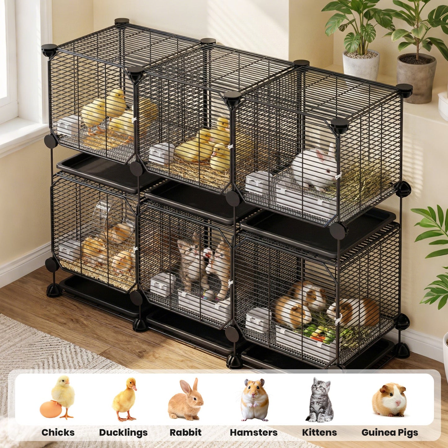 Advwin Modular Metal Small Animal Cage with Feeder and Tray