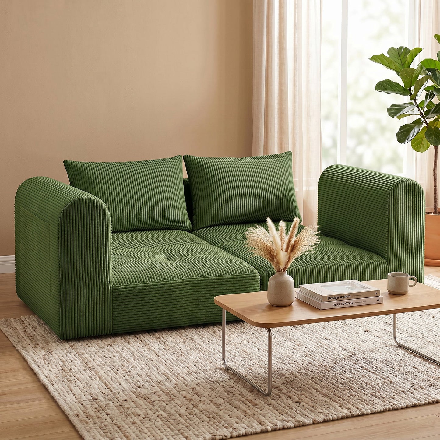 Advwin 172cm Modular Corduroy 3-in-1 Sofa Lounger