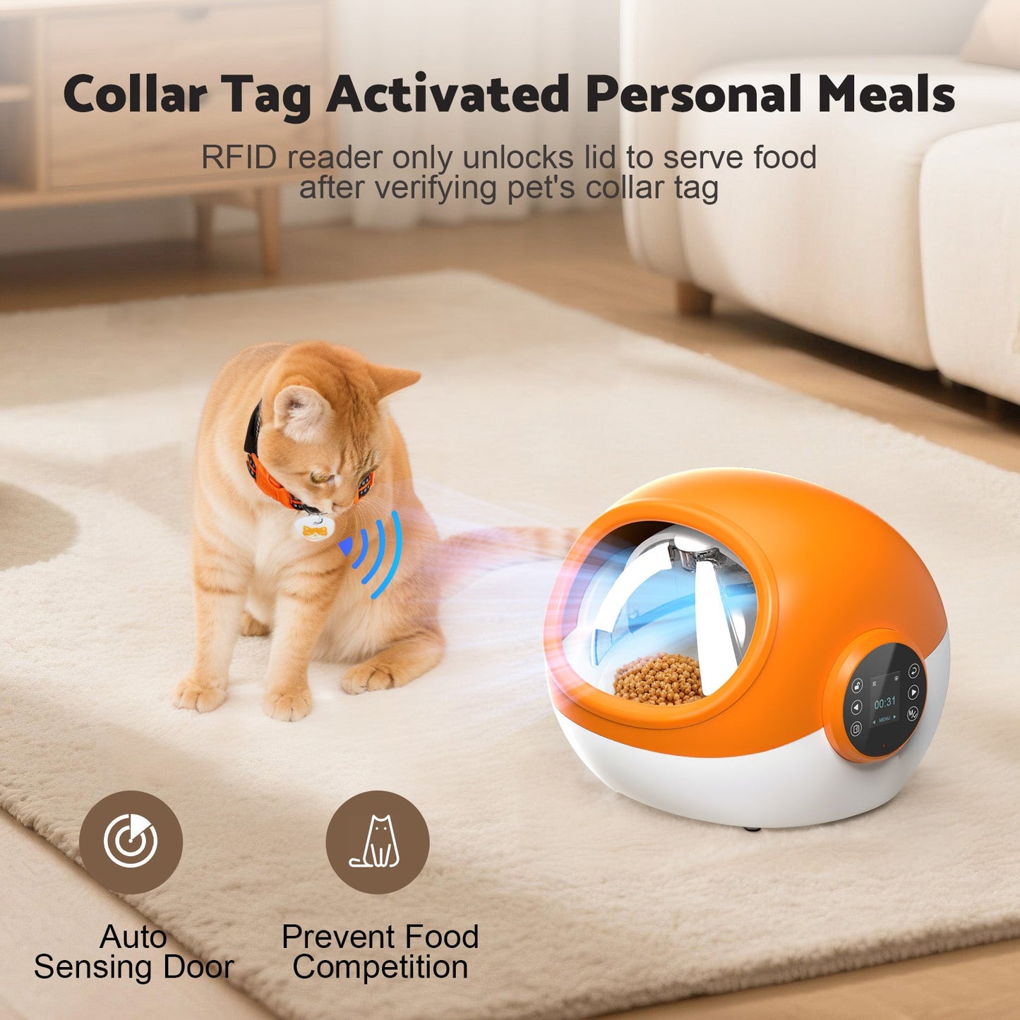 Advwin RFID Microchip Automatic Cat Feeder with Collar