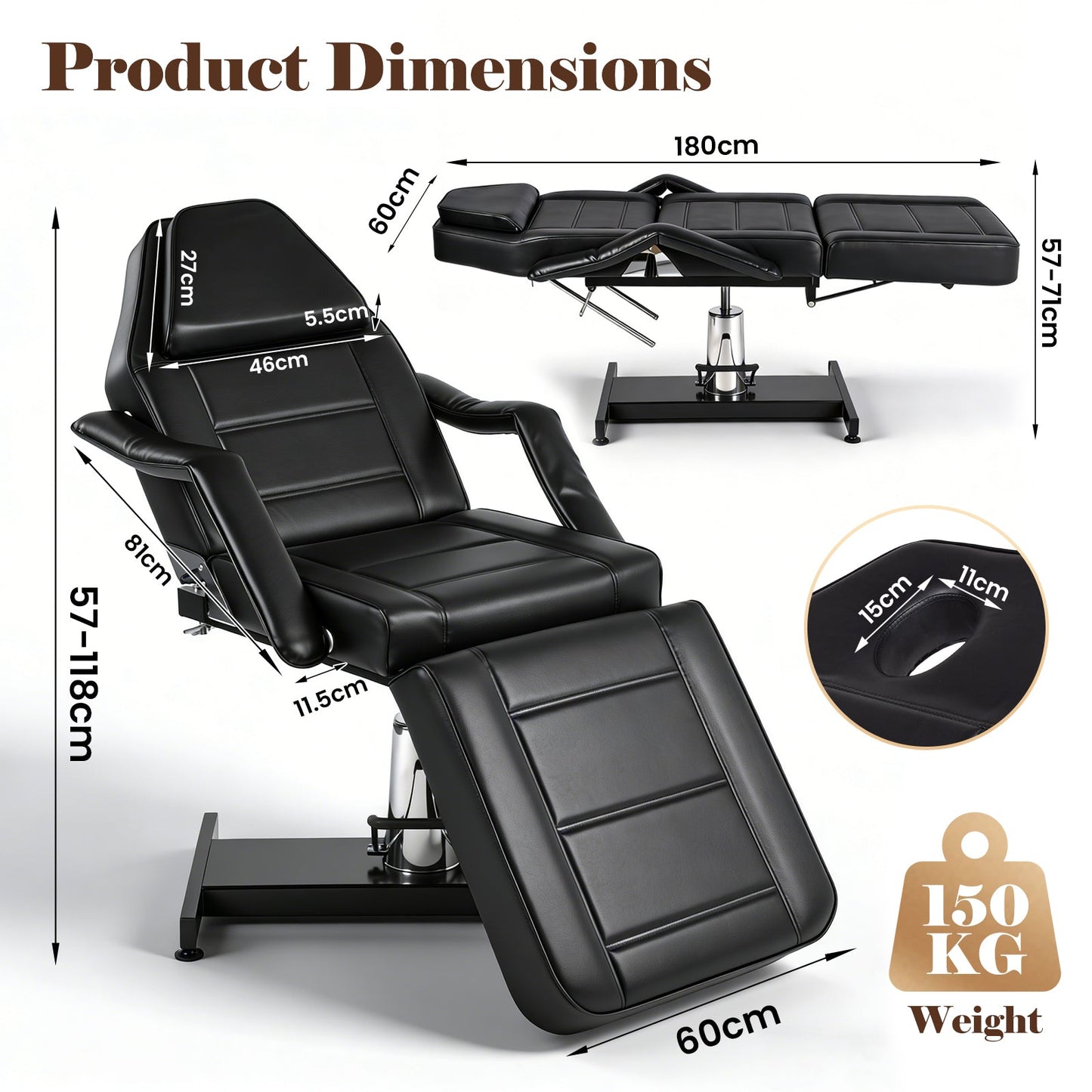 Advwin Hydraulic Adjustable Facial Bed Chair Multi-Purpose