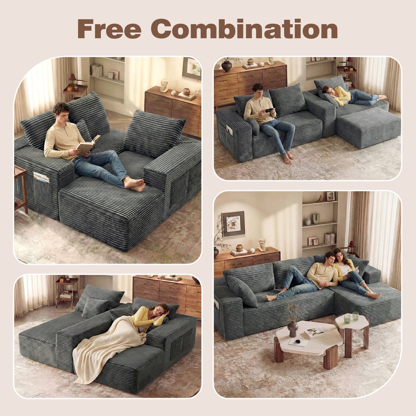 Advwin 277cm Modular Sectional Sofa L Shape 3 Seater