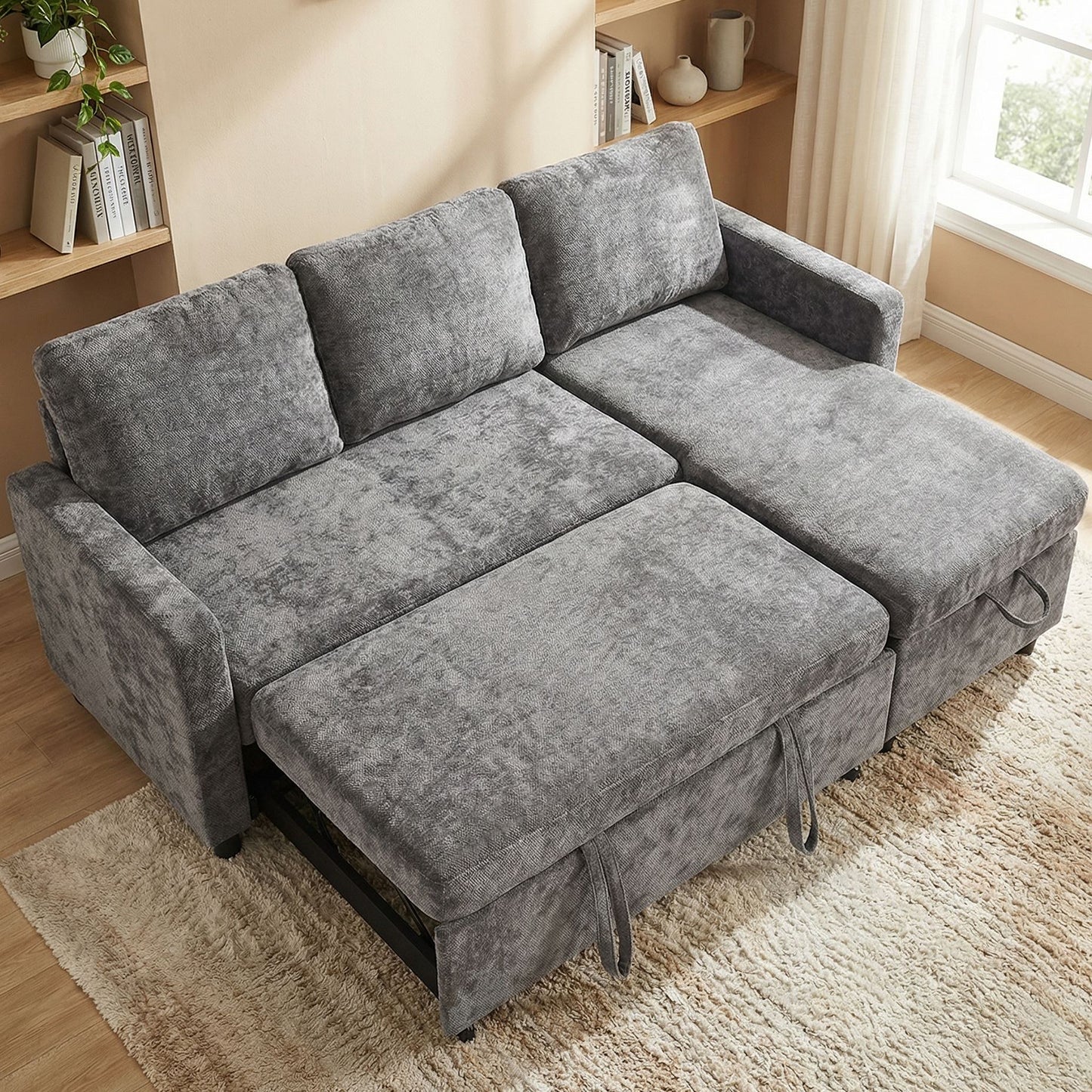 Advwin 194cm L-Shape Sleeper Sofa Bed w/ Storage