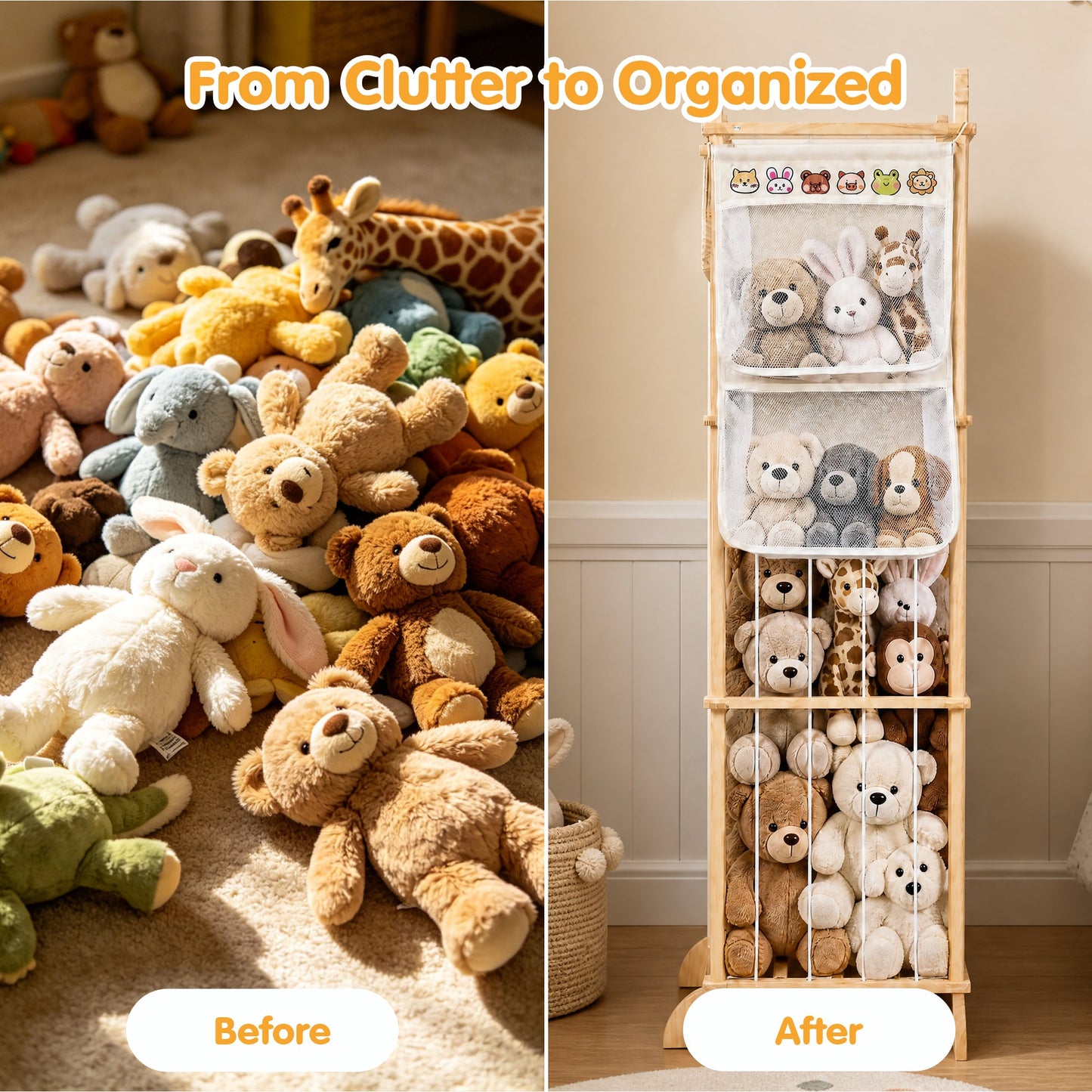 Advwin 142cm Tall Stuffed Animal Storage Organizer