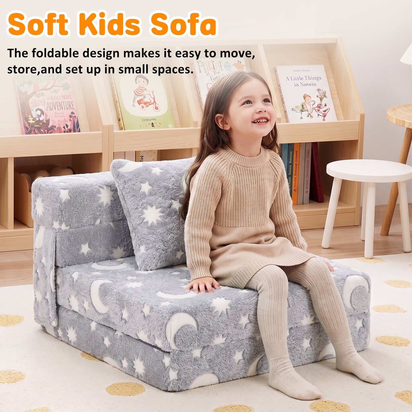 Advwin 3-in-1 Toddler Folding Sofa Bed with Pillow