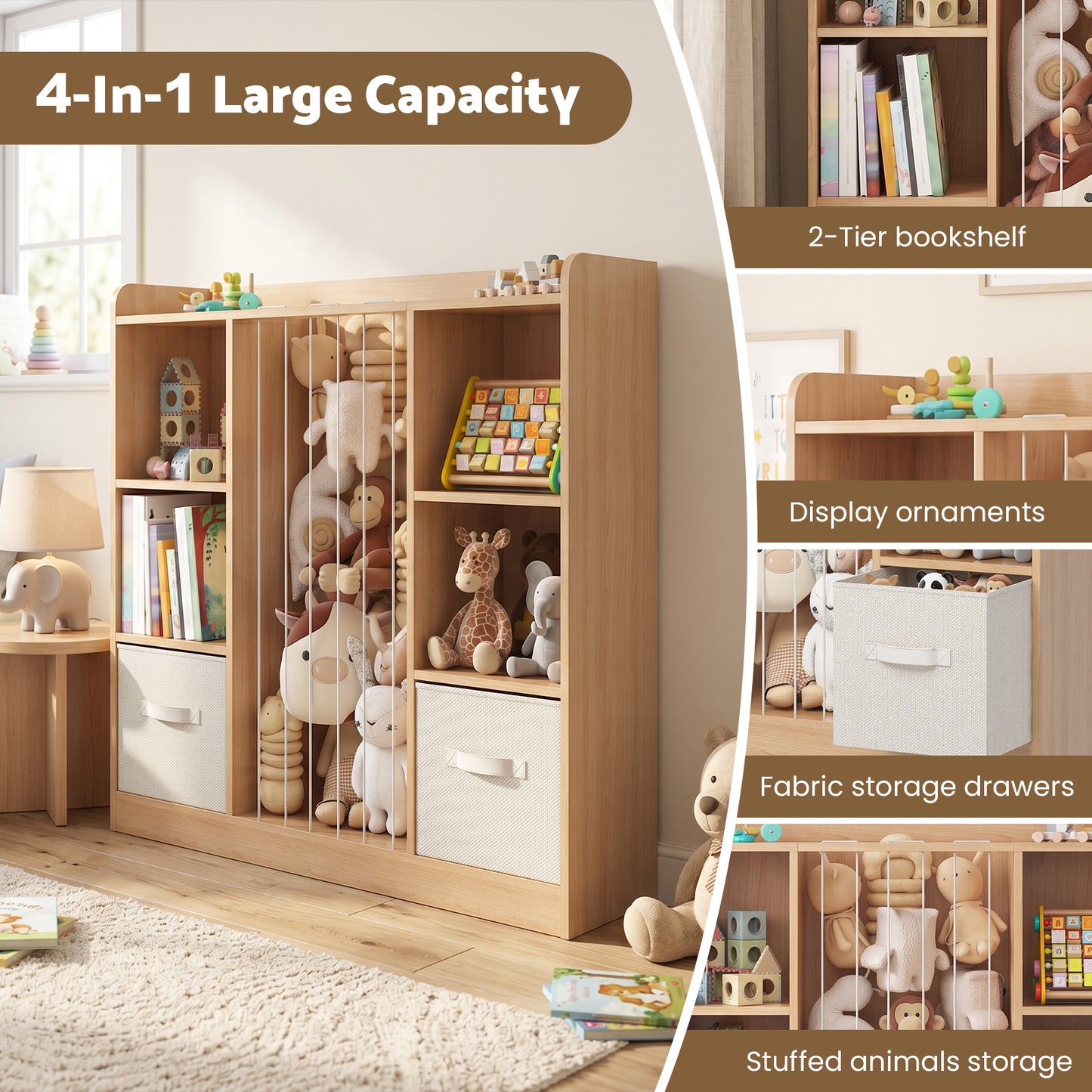 Advwin Dual-Sided Kids Bookshelf & Toy Storage Organiser