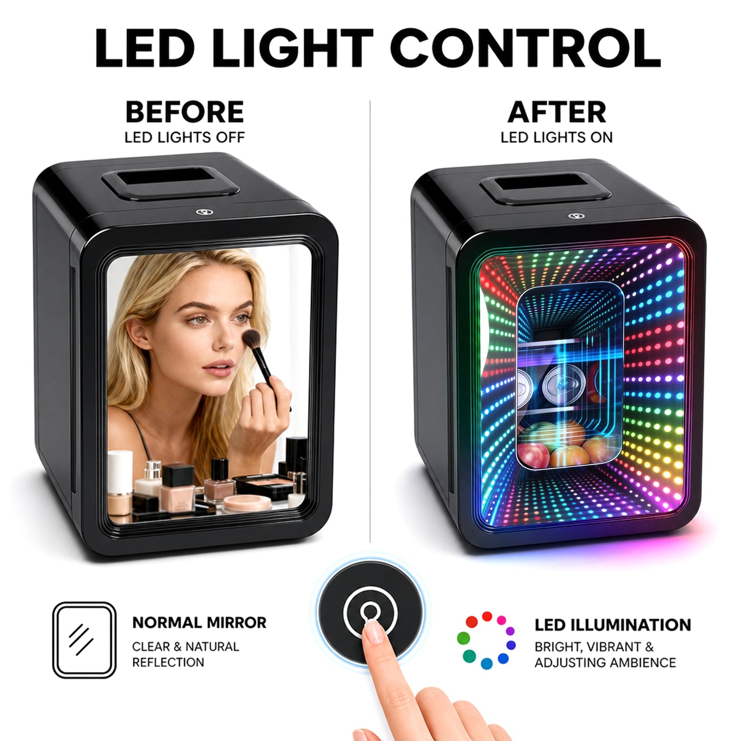 Advwin 20L Mini Fridge with LED Light for Bedroom
