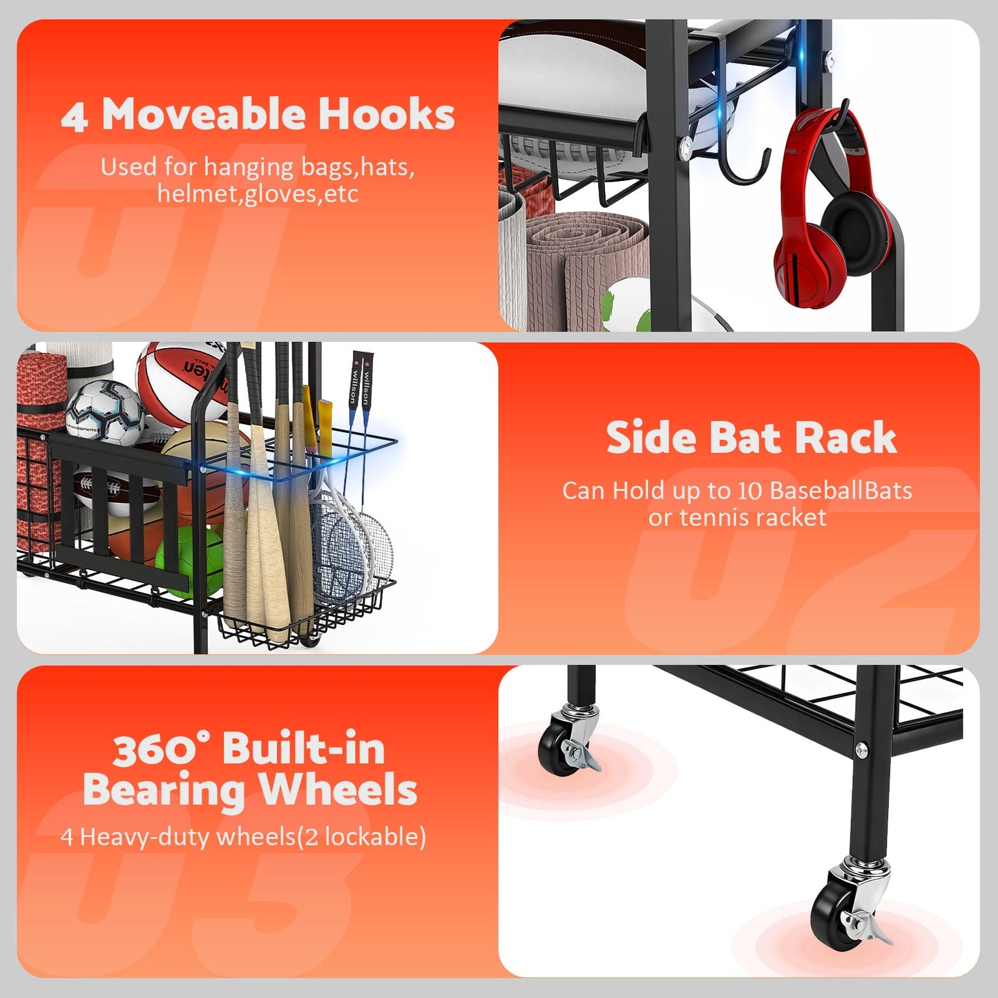 Advwin Home Gym Storage Rack with Wheels