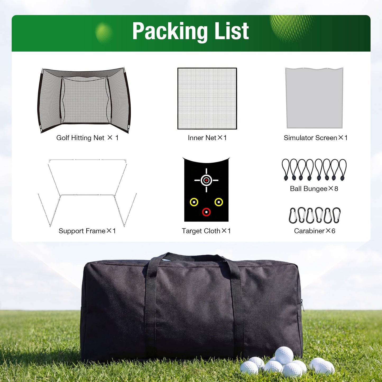 Advwin 10 x 8ft Golf Hitting Net with Target Cloth