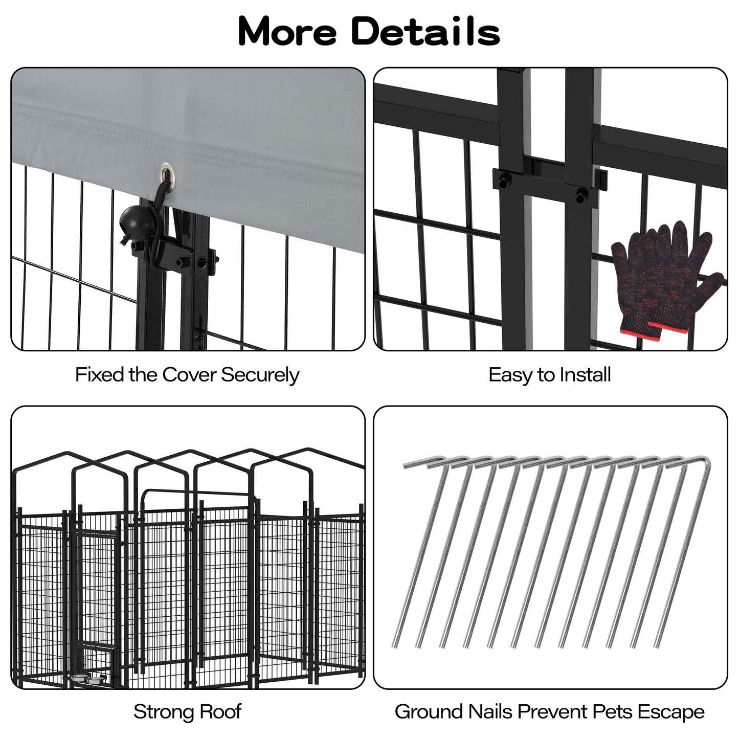 Advwin Dog Cage with UV-Resistant Waterproof Roof