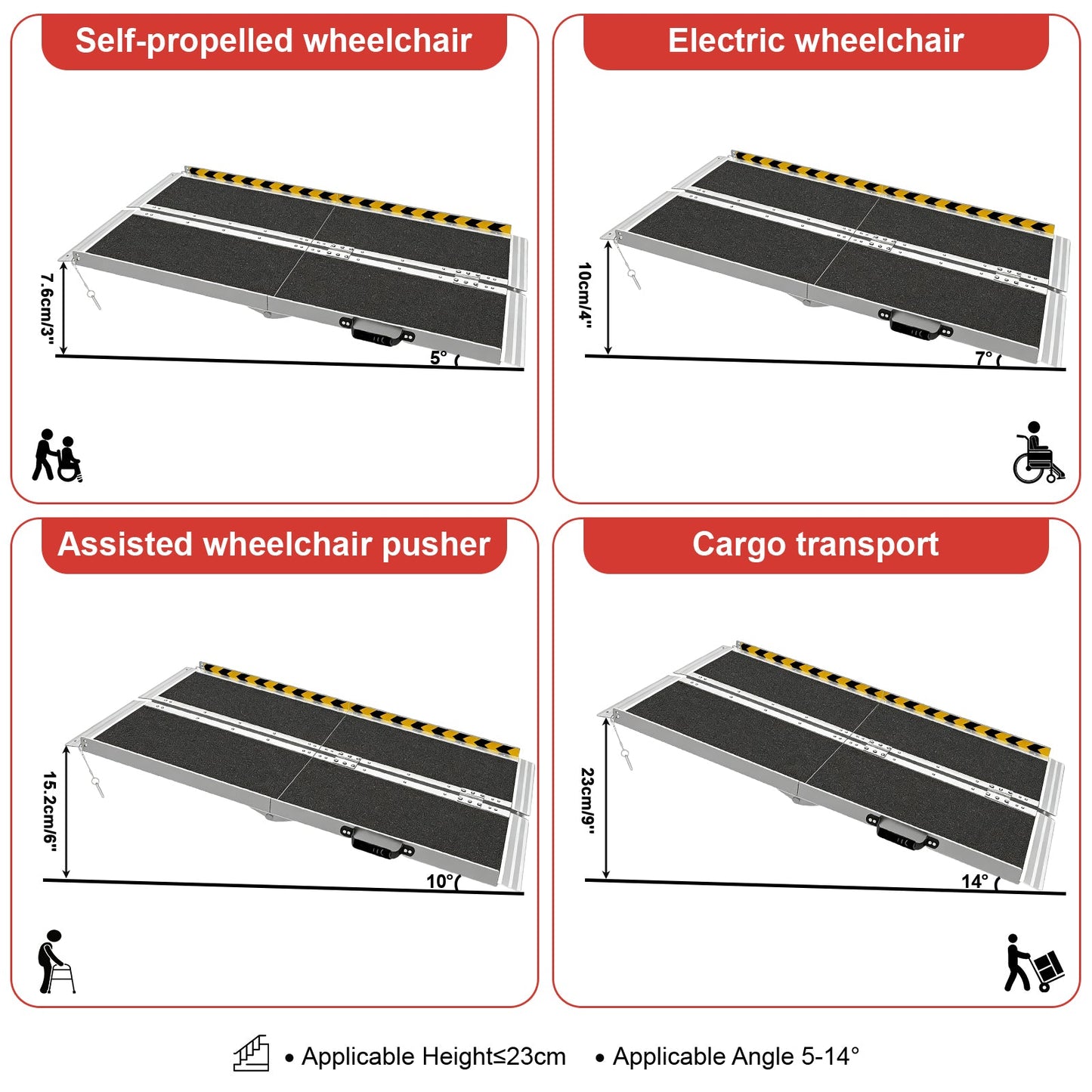 Advwin Wheelchair Ramp 5FT Portable Folding Aluminium Ramp