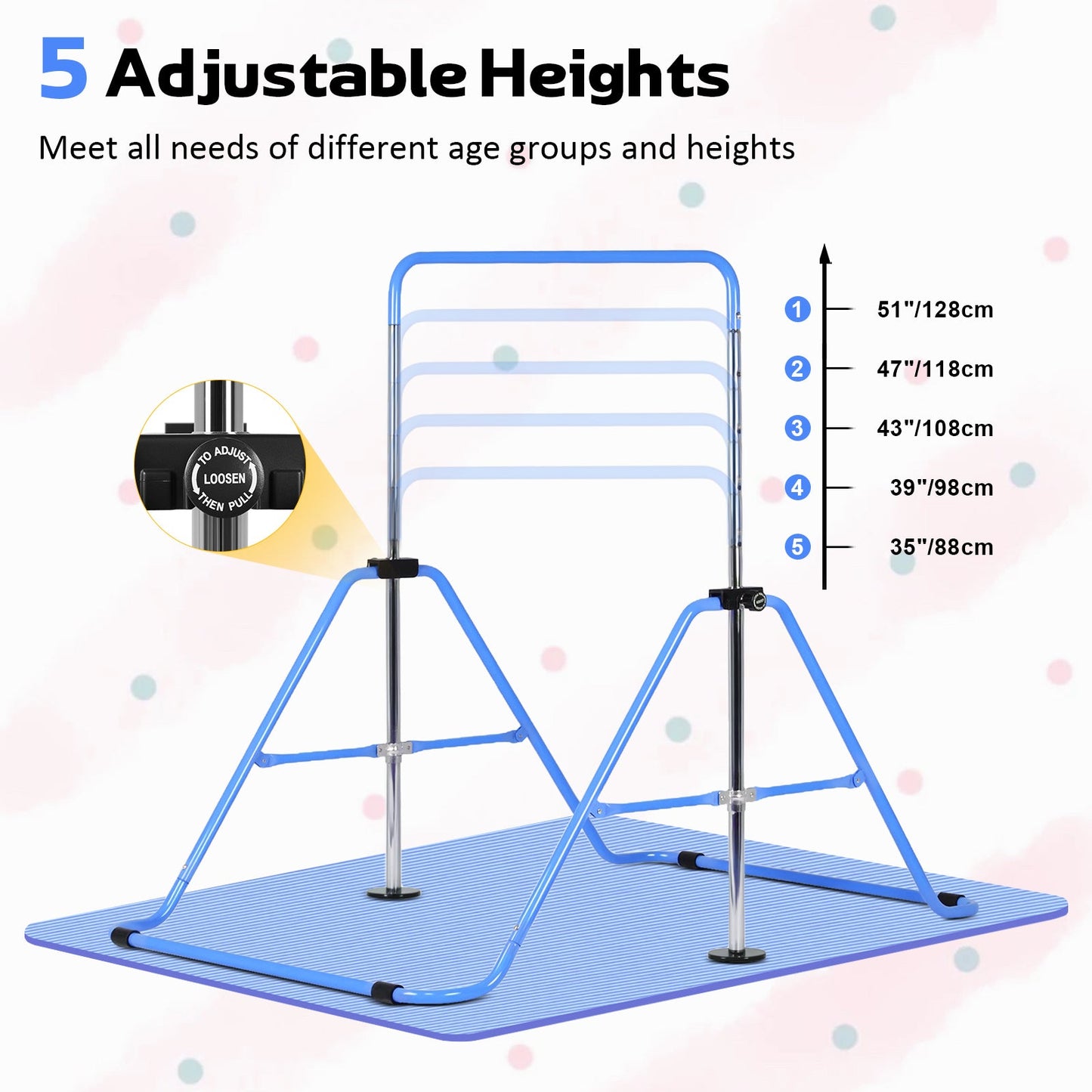 Advwin Kids Gymnastics Bar with Swing & Mat & Rings