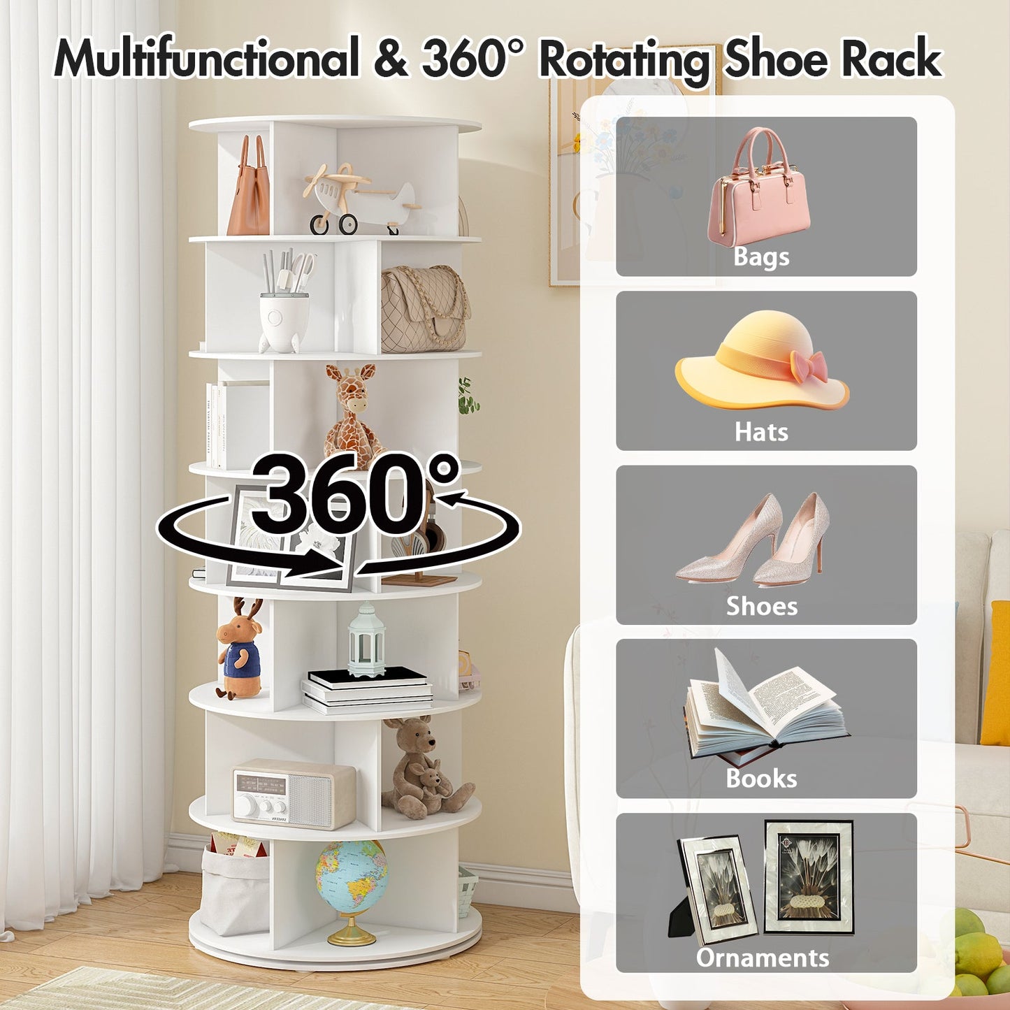 Advwin 7-Tier 360° Rotating Shoe Rack & Organizer