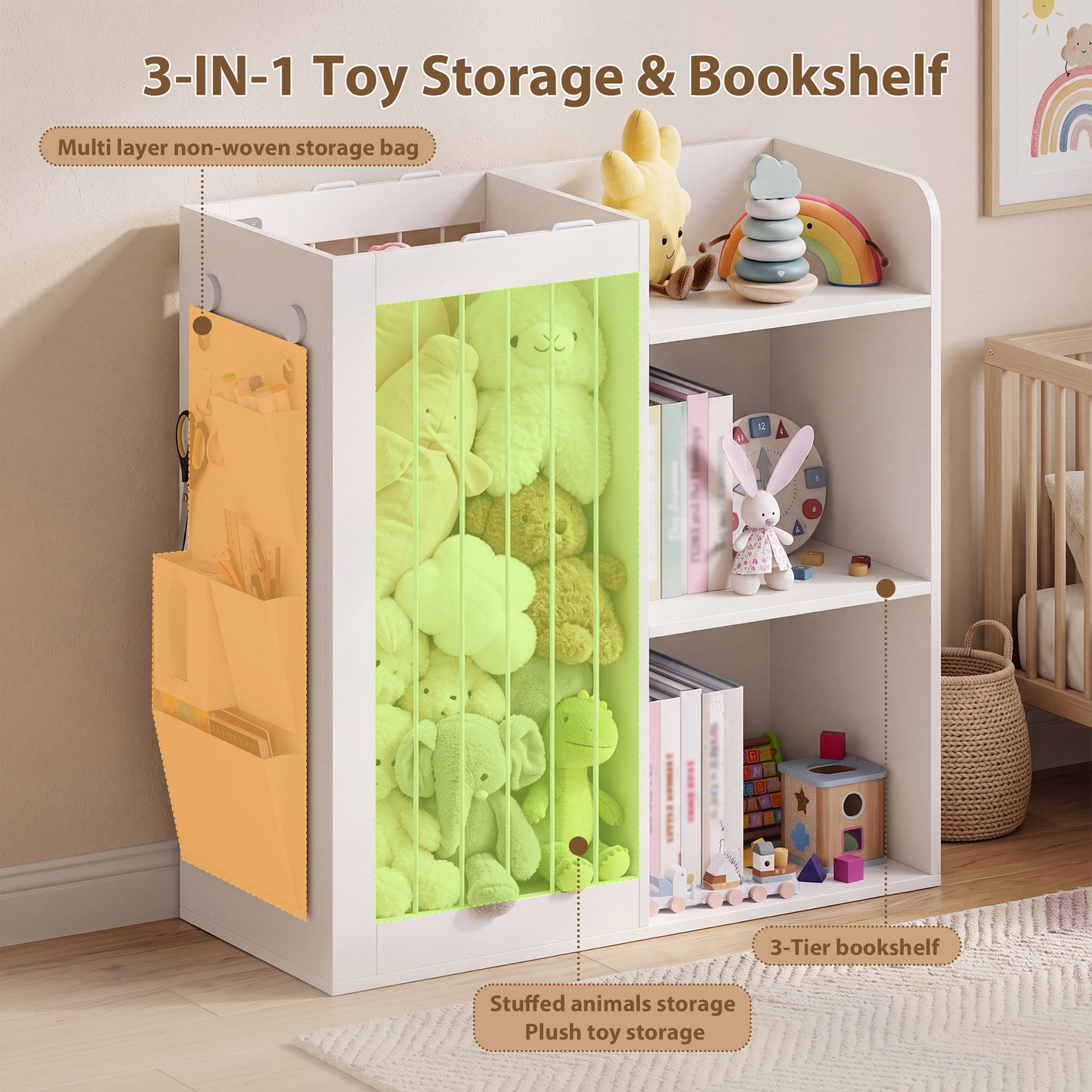 Advwin 3-Tier Kids Bookshelf & Toy Storage Organiser