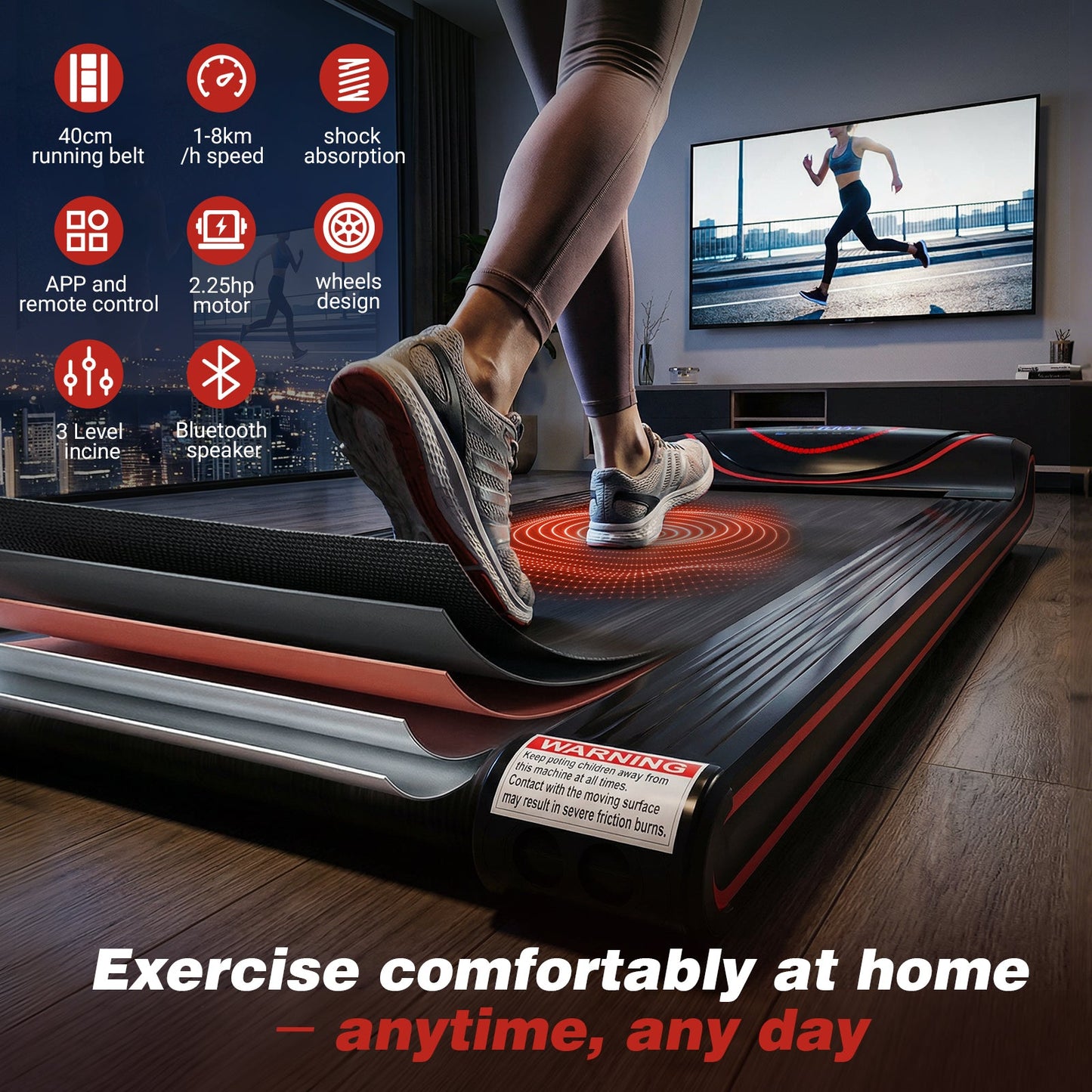 Advwin Electric Incline Treadmill with LED Ambient Display