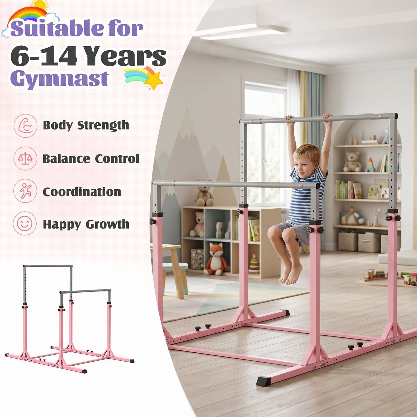 Advwin Kids Gymnastics Bar Double Horizontal Bars