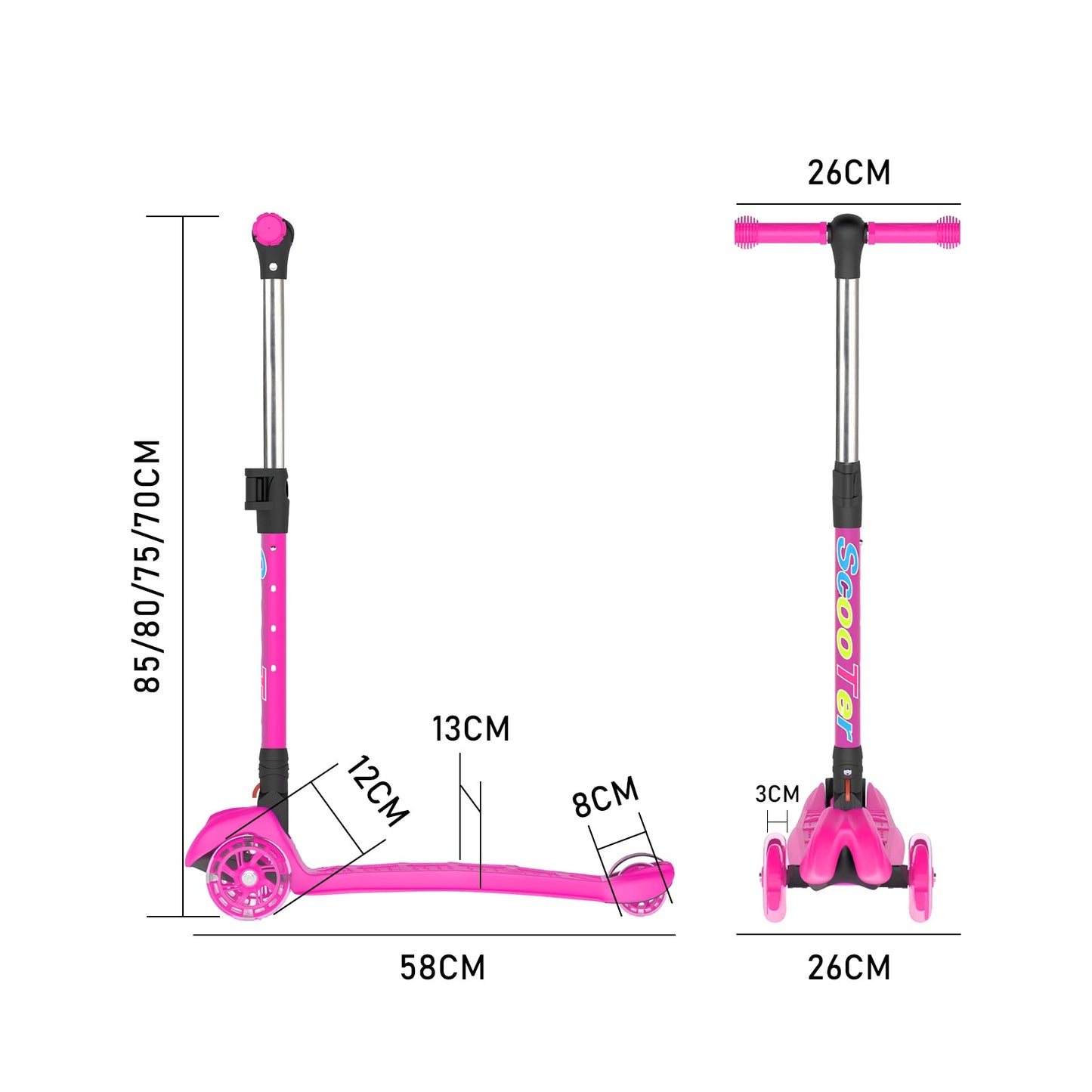 Advwin Kids Scooter Folding Kick Scooter Pink