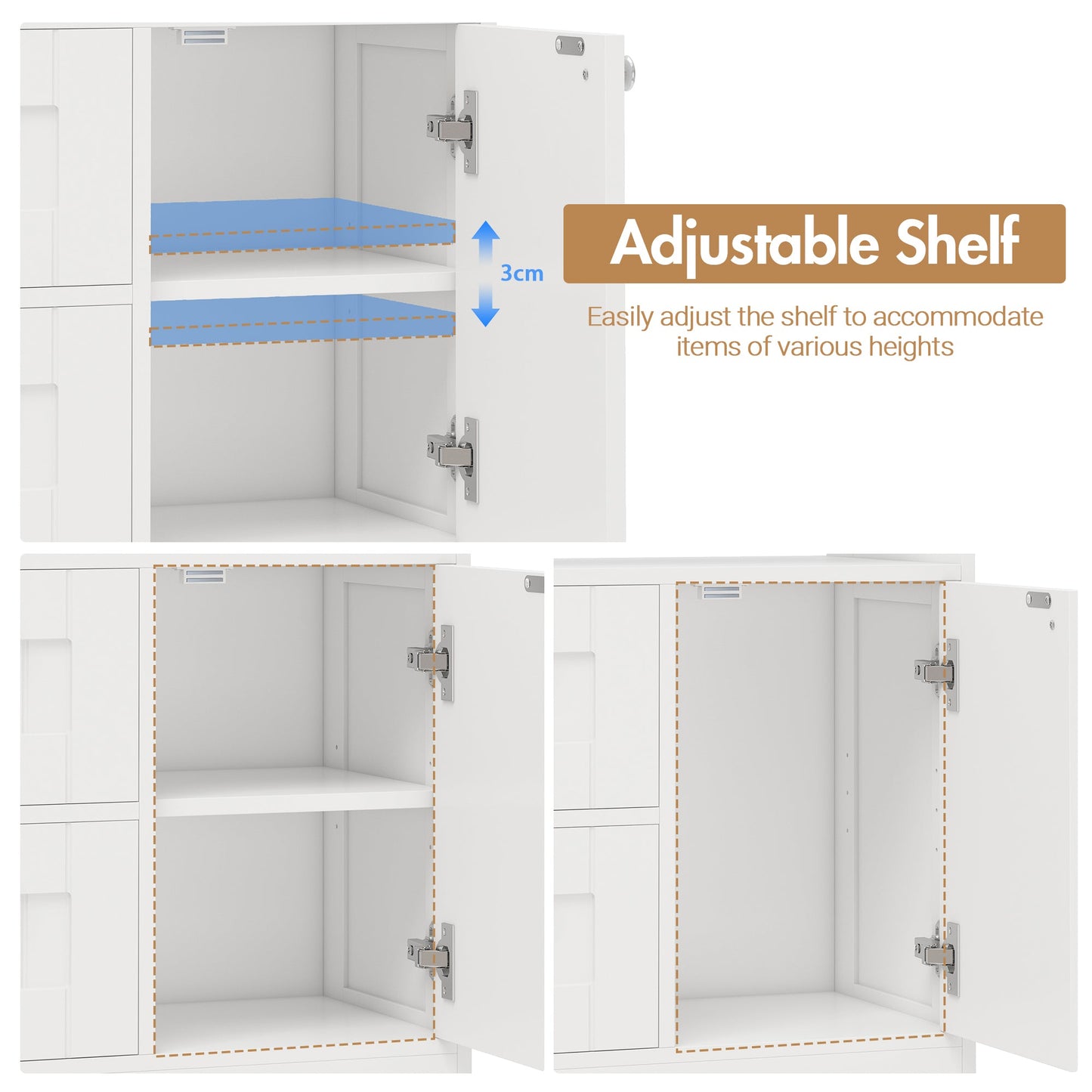 Advwin Bathroom Floor Cabinet with Drawer & Shelf White