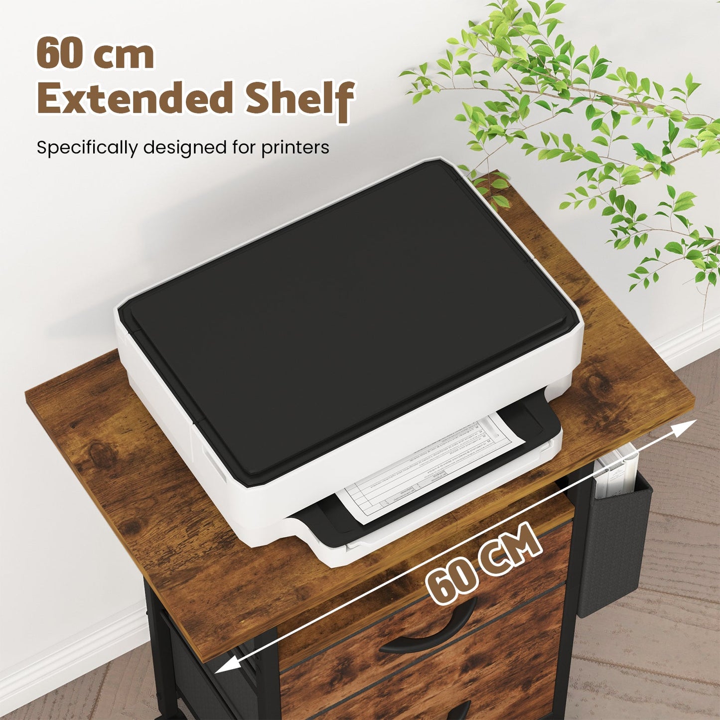 Advwin Mobile File Cabinet with 2 Drawers & Side Bag