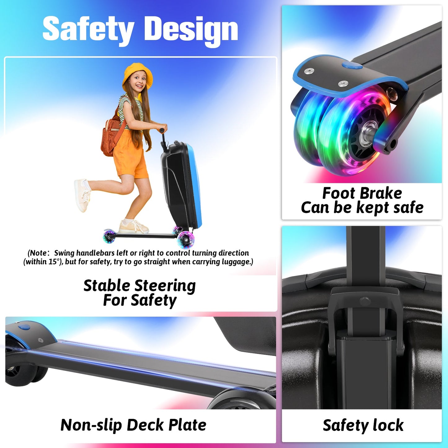 Advwin 2-in-1 Foldable Scooter Suitcase LED Wheels