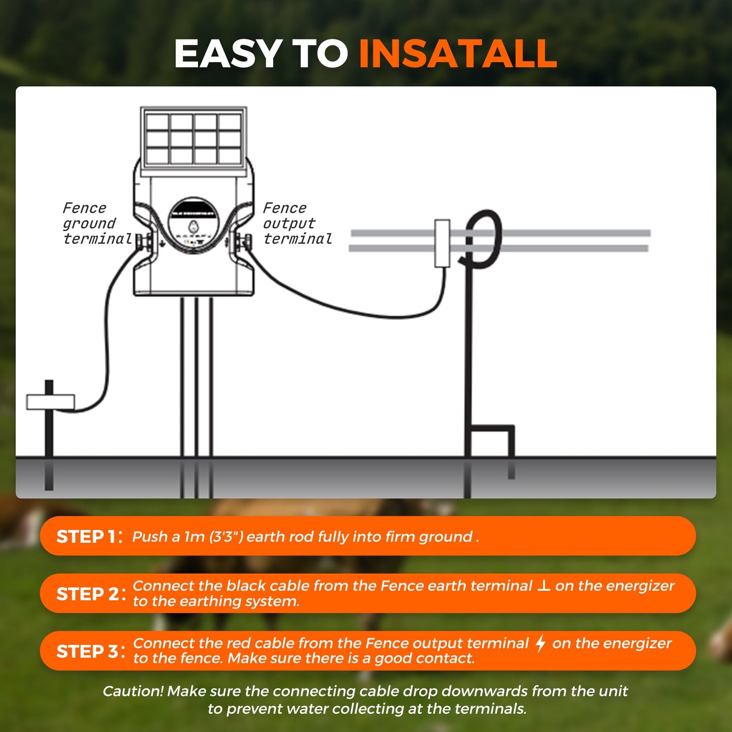 Advwin 15km Solar Electric Fence Energiser Charger
