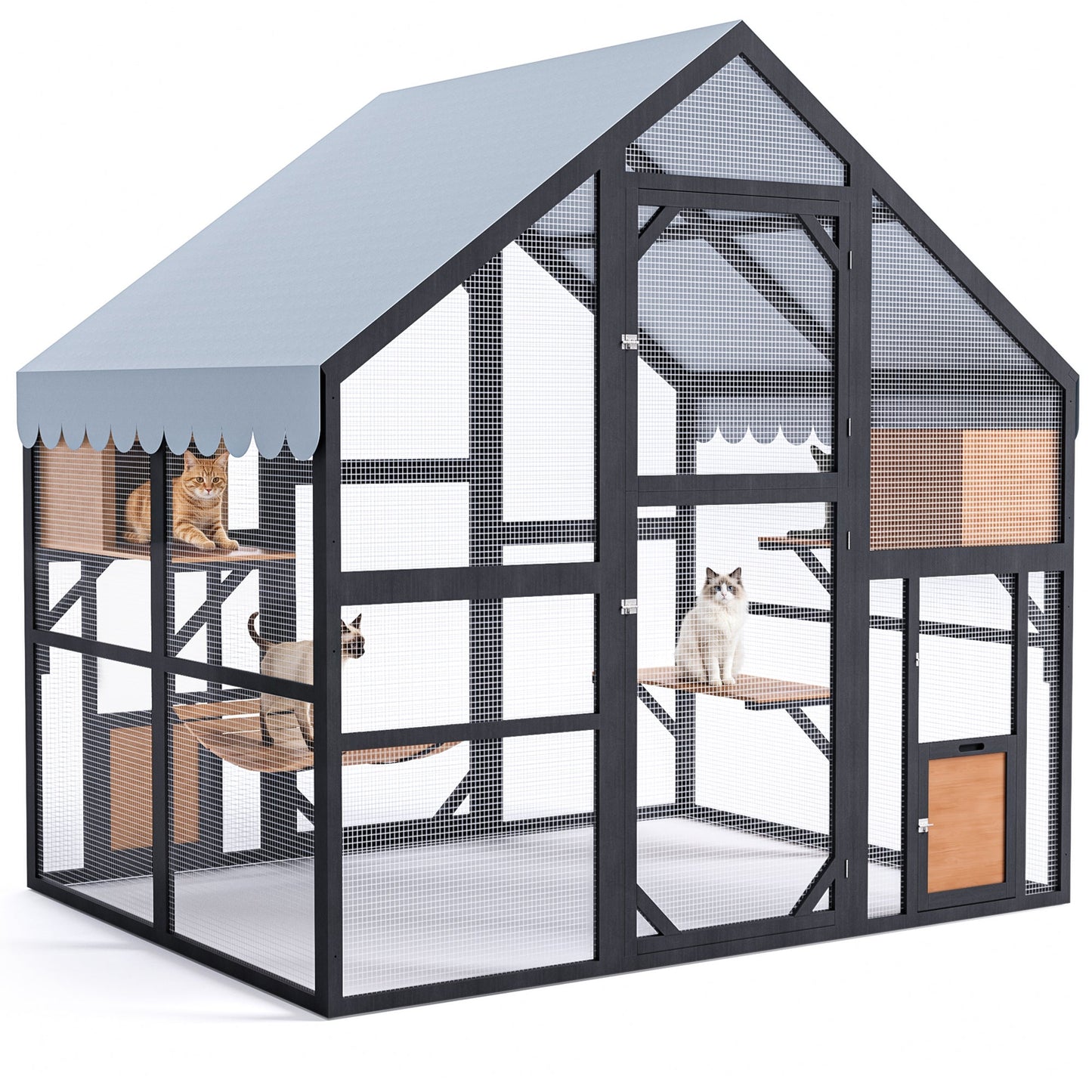 Advwin Outdoor Walk-in Cat Enclosure w/ Waterproof Cover