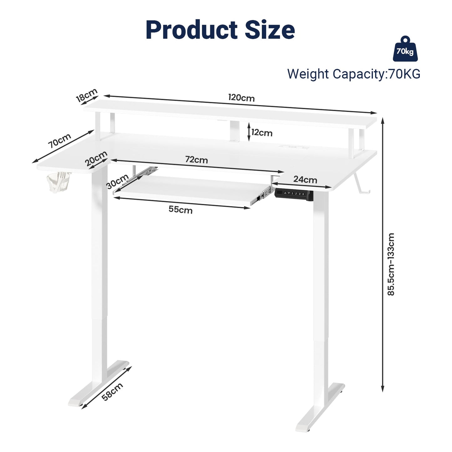 Advwin 120cm Electric Standing Desk w/ LED Light