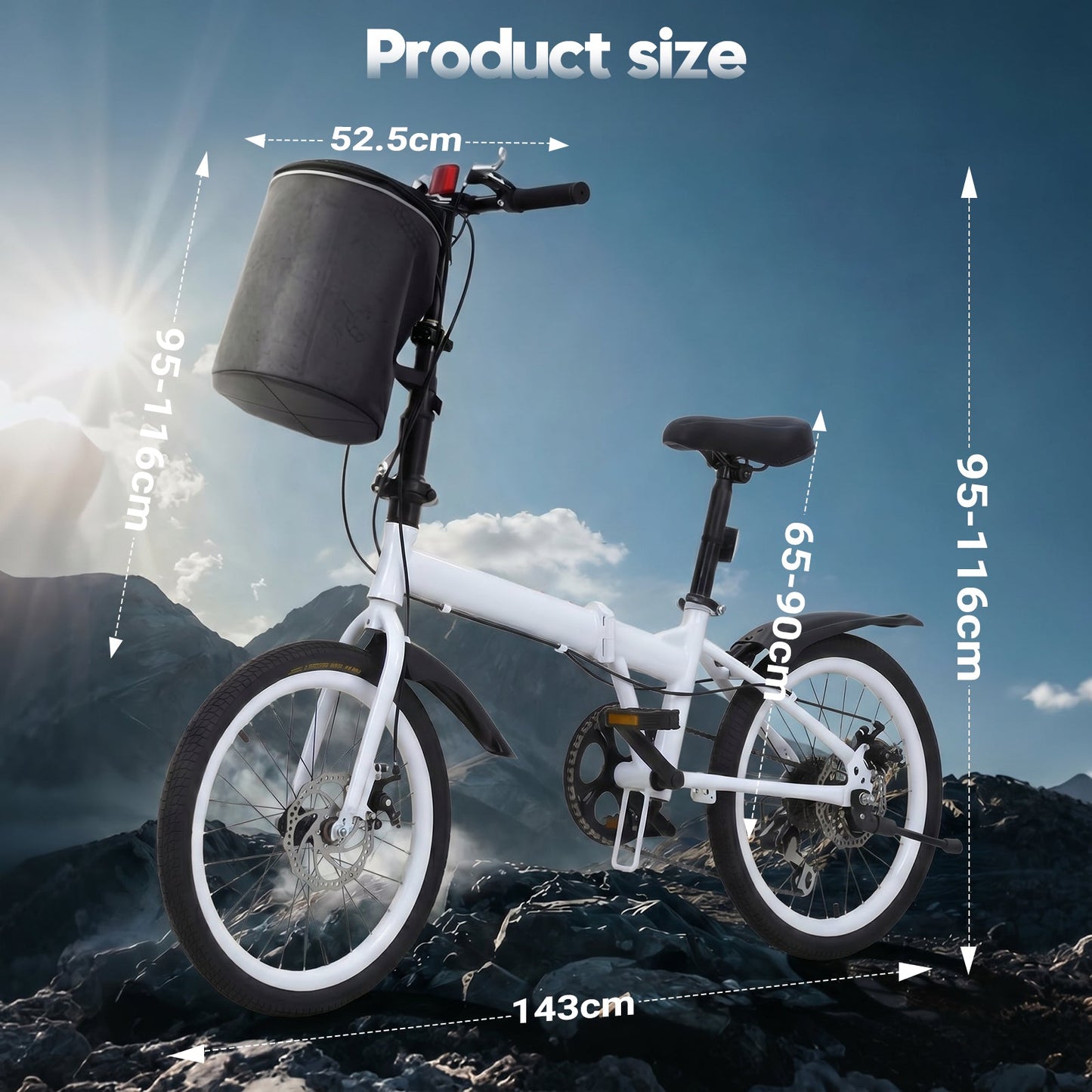 Advwin 20" Folding Bicycle with 6-Speed Dual Brake System