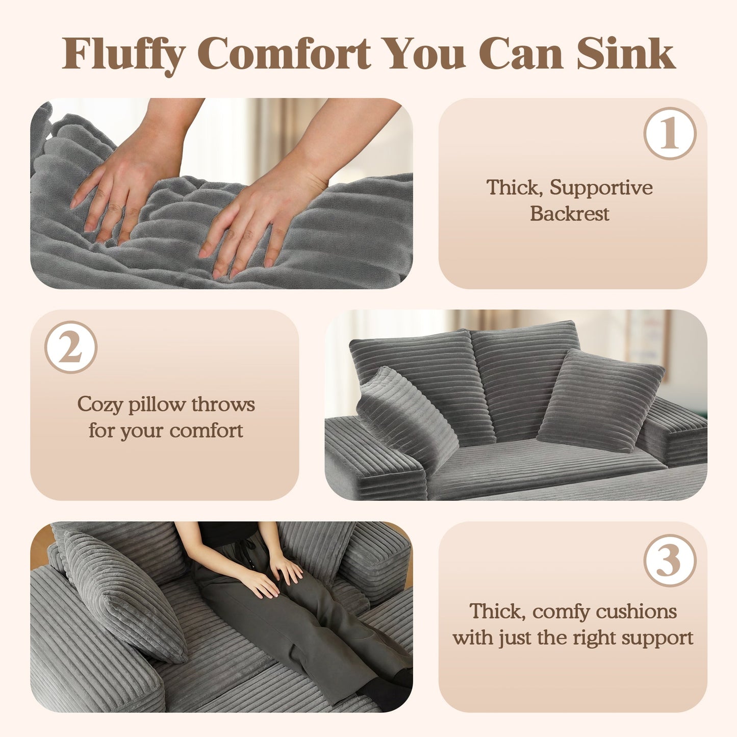 Advwin 146cm Chaise Lounge Chair with Storage Ottoman
