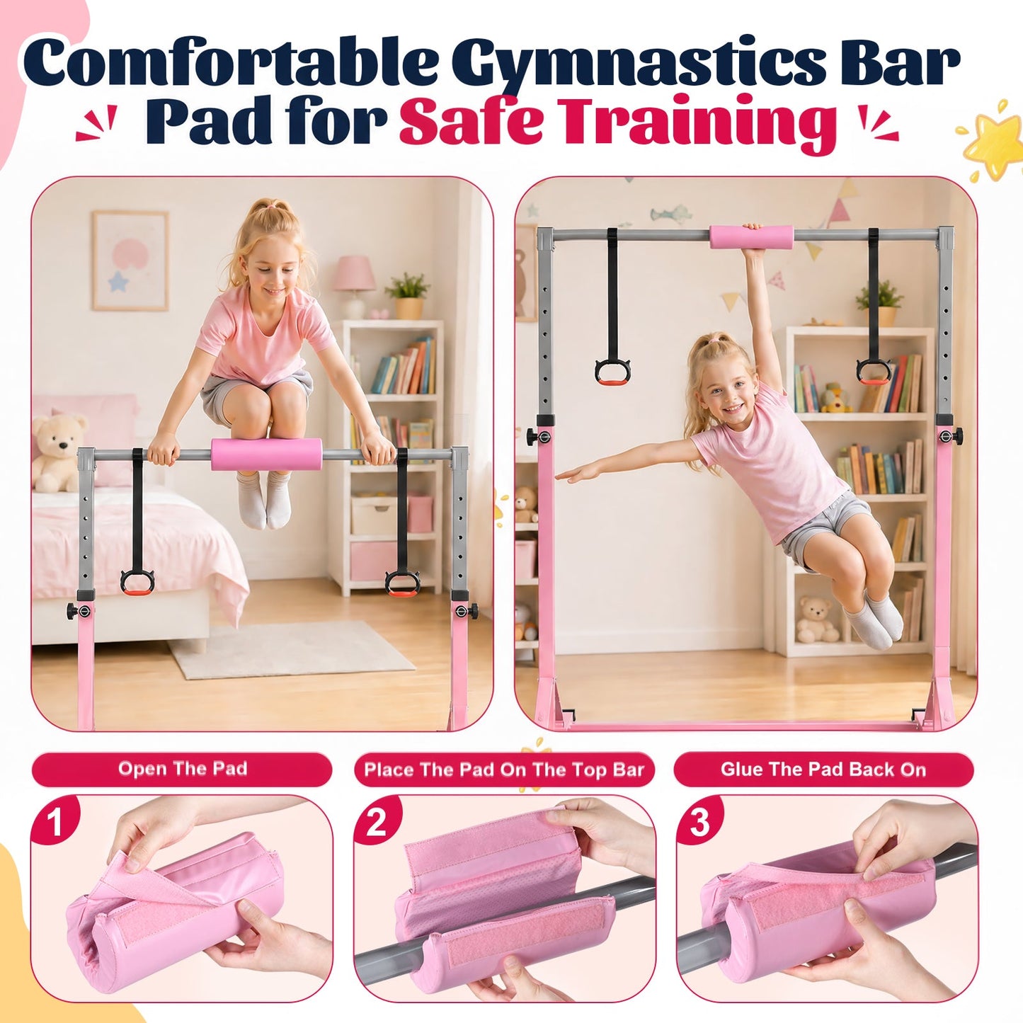 Advwin Gymnastics Bar for Kids Quick Foldable Horizontal Bar