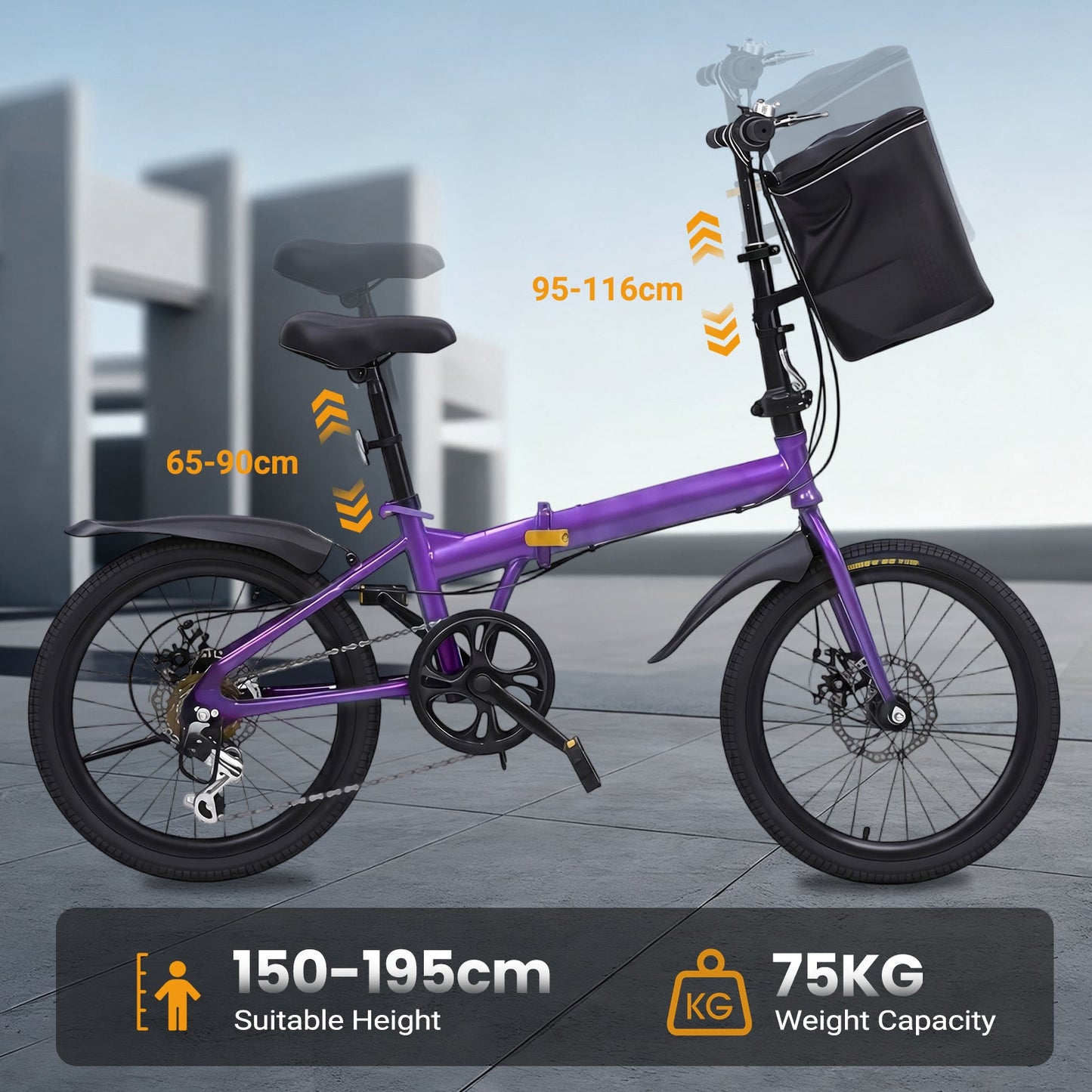 Advwin 20" Folding Bicycle with 6-Speed Dual Brake System