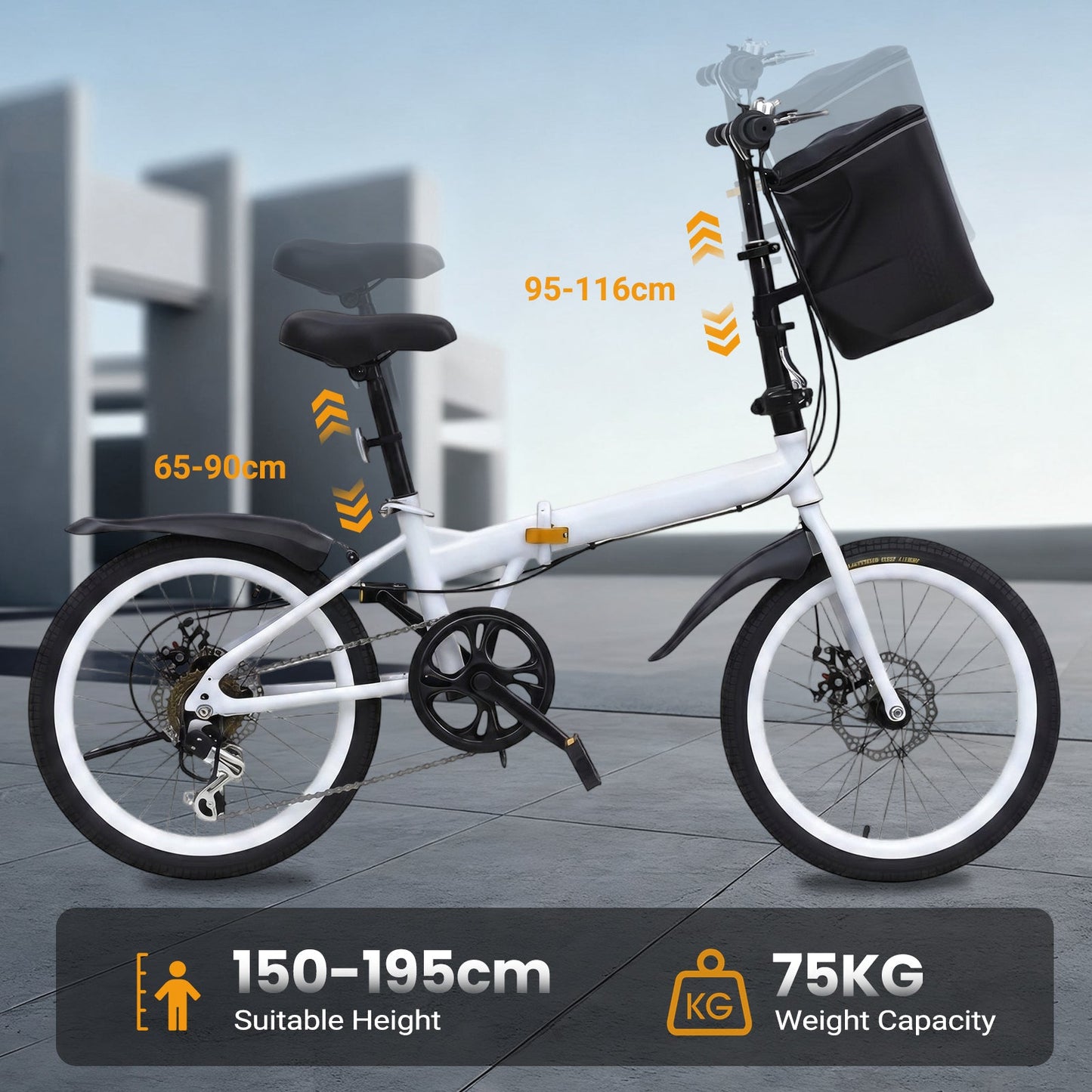 Advwin 20" Folding Bicycle with 6-Speed Dual Brake System