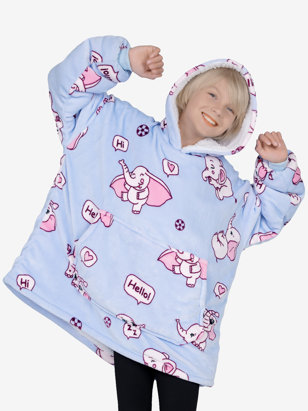 Advwin Oversized Sherpa Wearable Blanket Hoodie Kids