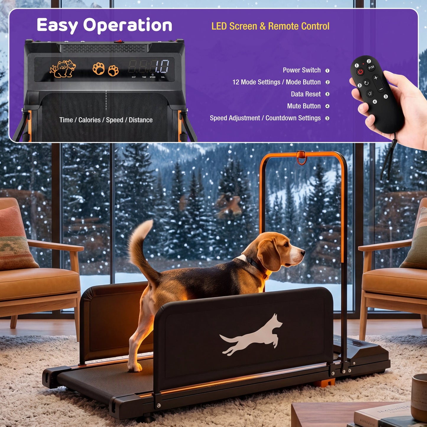 Advwin Dog Treadmill w/ 6° Incline & Adjustable Speed
