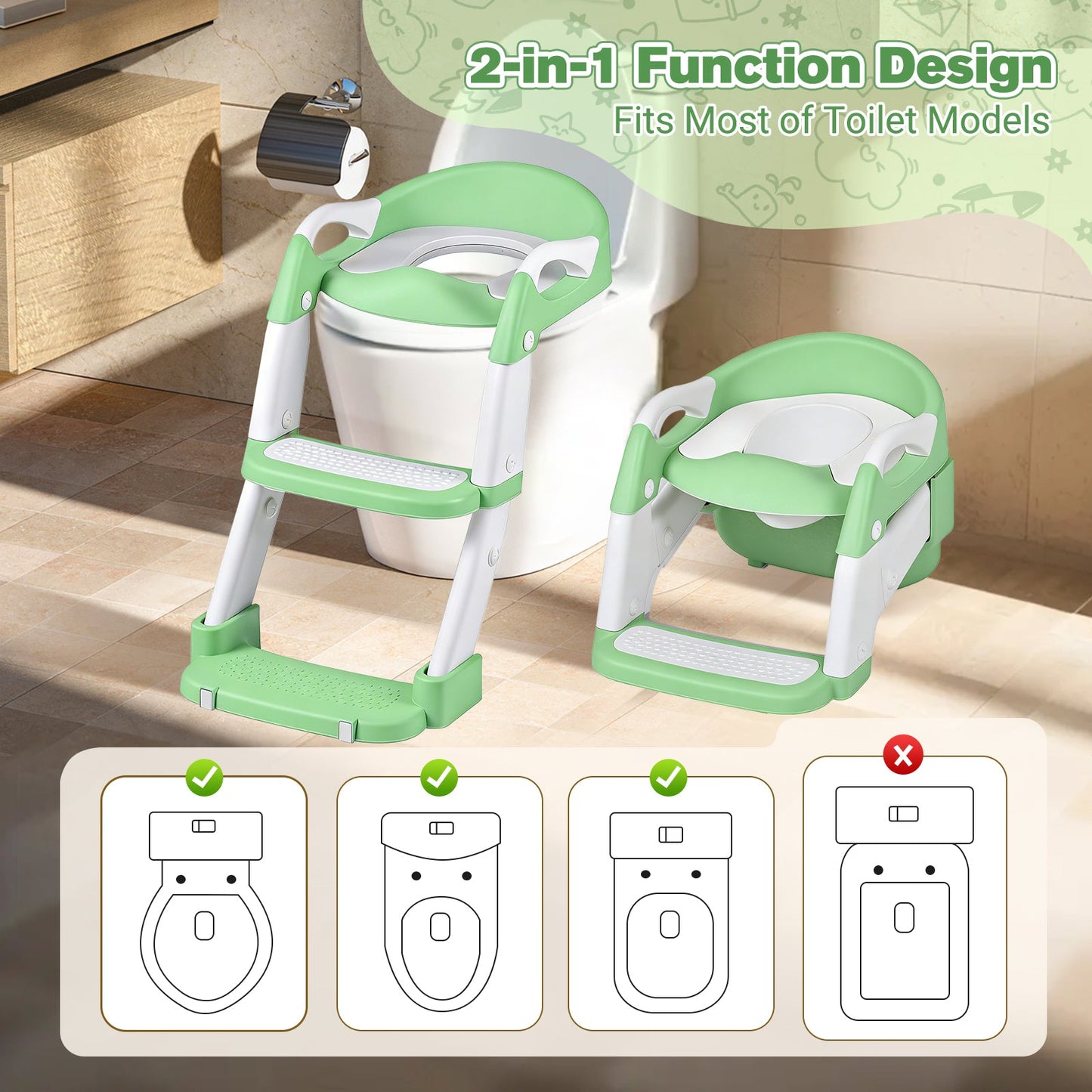 Advwin Foldable 2-in-1 Toddler Potty Training Seat