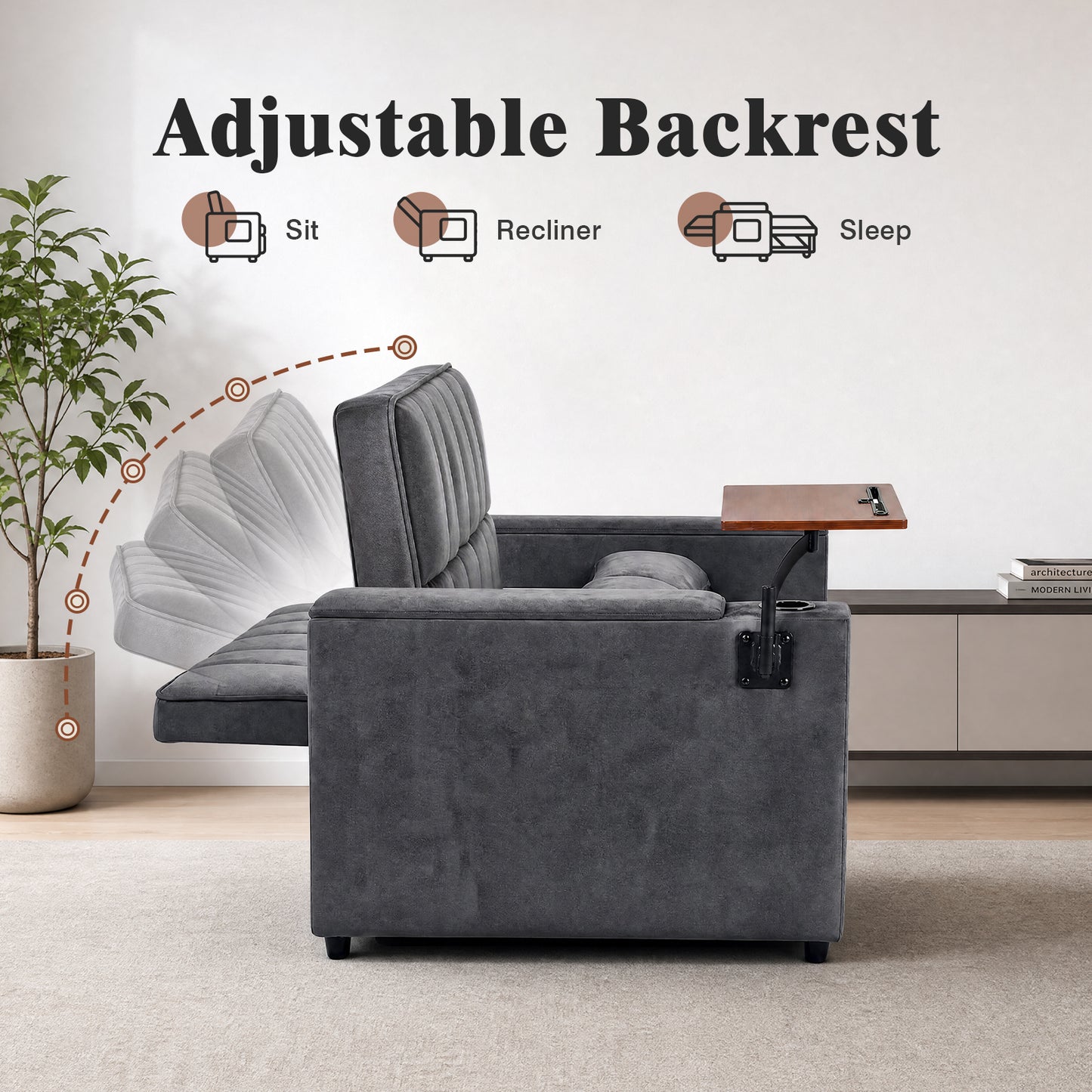 Advwin 3-in-1 Velvet Convertible Sofa Bed