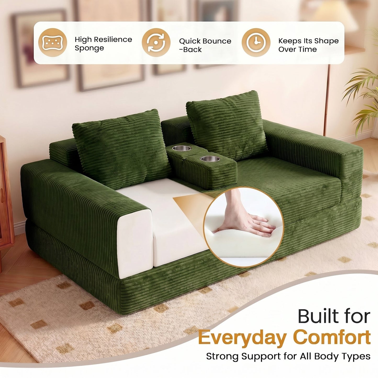 Advwin Folding Sofa Bed 2 in 1 Convertible Floor Sofa