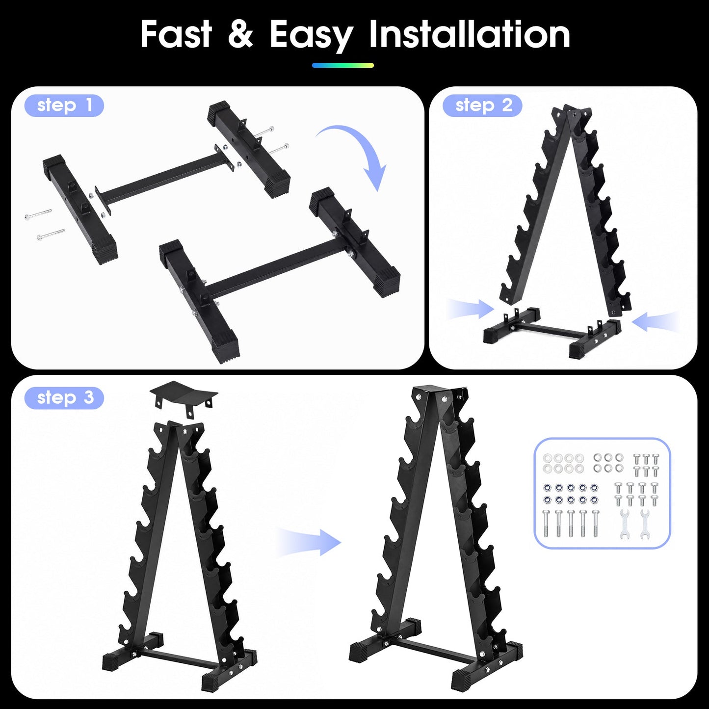 Advwin 6-Tier Heavy-Duty A-Frame Dumbbell Rack